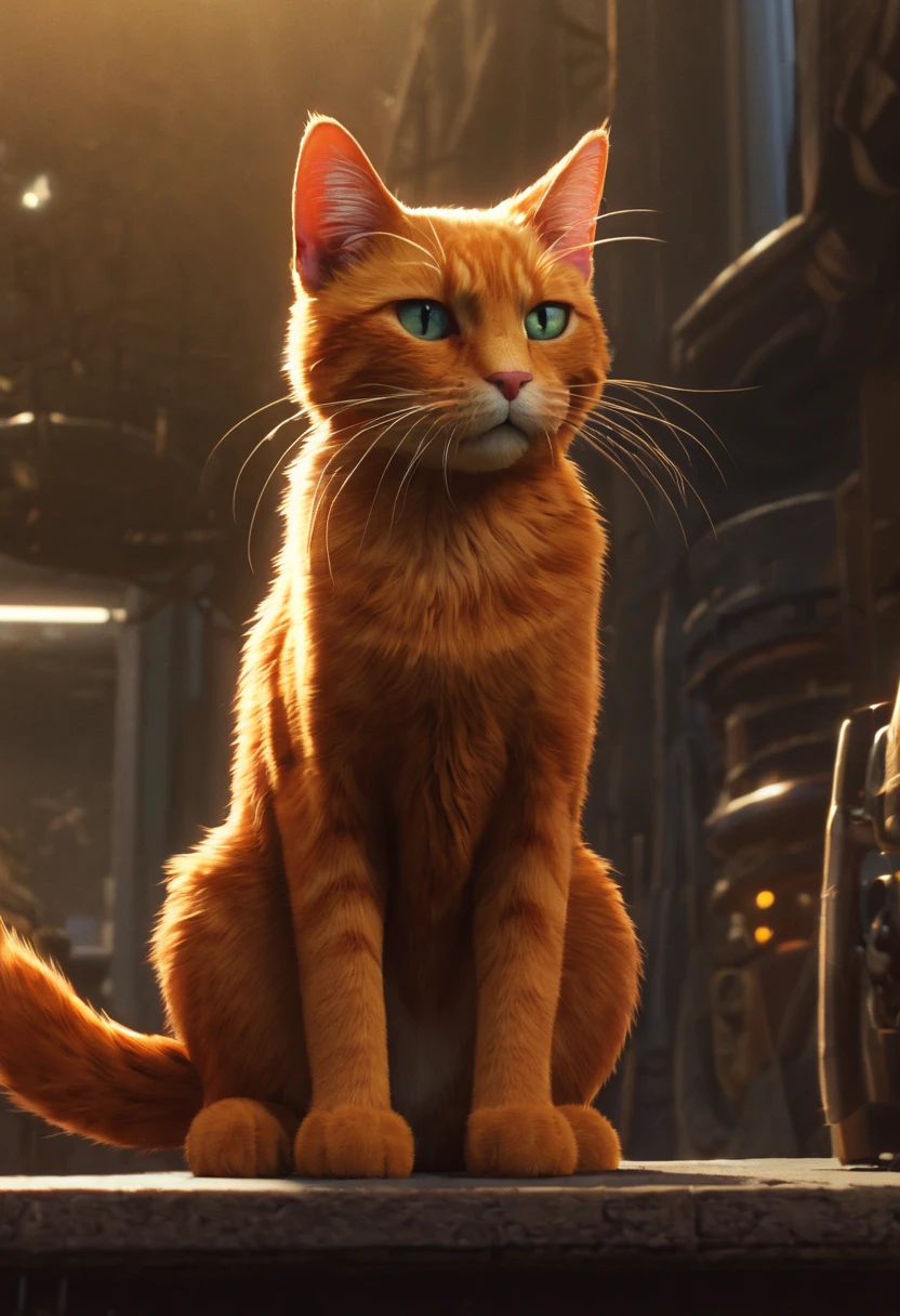 a detailed flerken, from marvel comics, orange cat, epic scene, (cinematic:1.2), dynamica angle, masterpiece, best quality