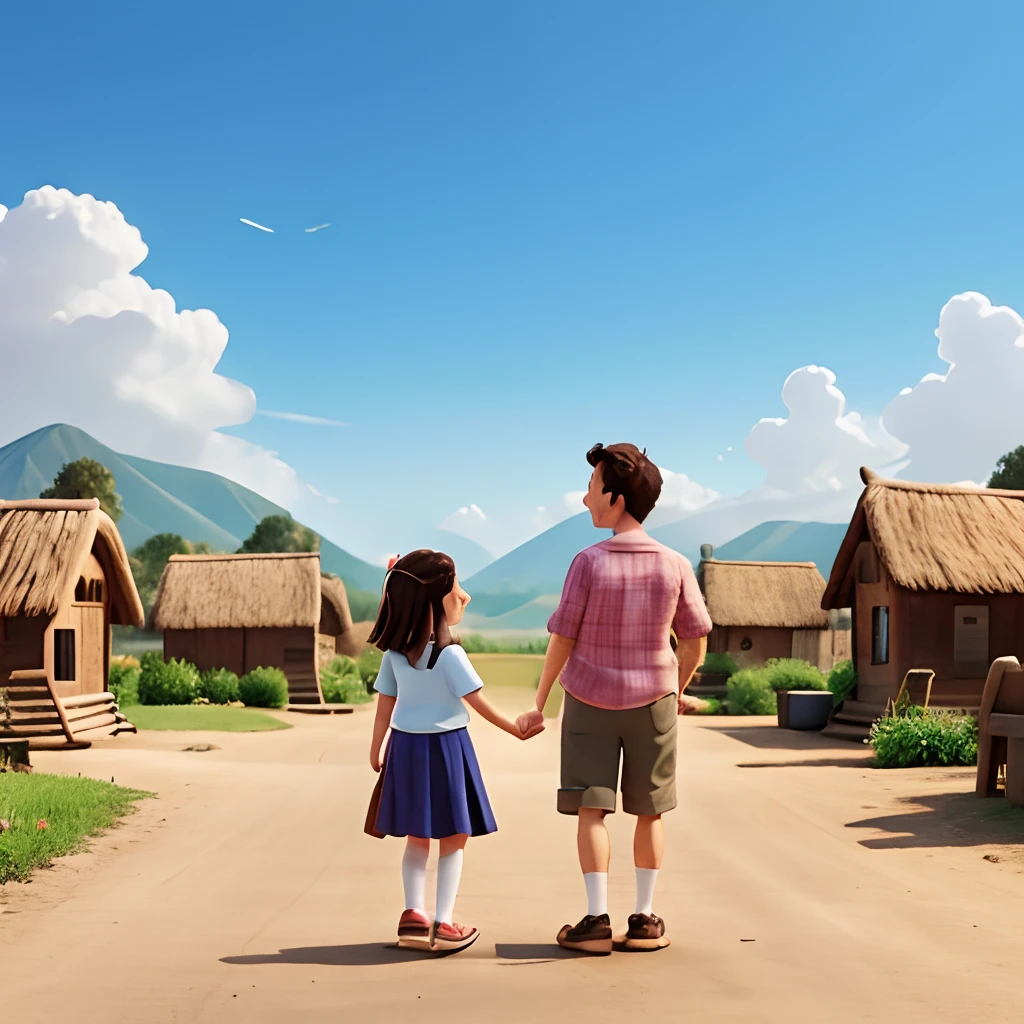 happy adults in a village