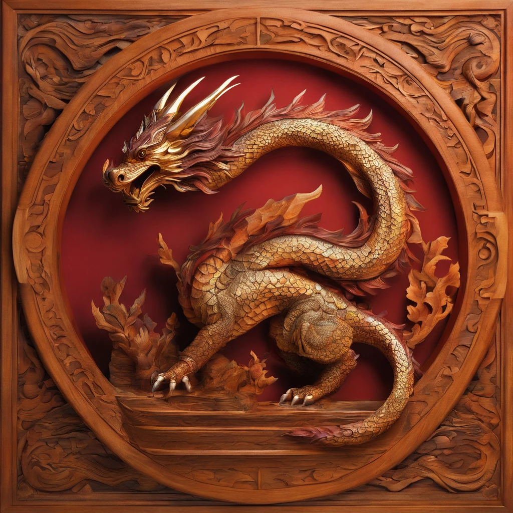 A wooden figure made of wood with intricate details, placed on a chessboard. The chessboard is crafted with precision and attention to detail, adding to the overall aesthetic of the scene. The wooden figure is a dragon, beautifully designed and carved to bring out the natural texture and beauty of the wood. The dragon is painted with varnish colors, giving it a glossy and vibrant appearance. The colors used are carefully chosen to enhance the dragon's features and create a mesmerizing visual effect. The artistic style of the scene is reminiscent of wood sculptures, with a touch of fantasy. The colors used in the artwork are inspired by the warm tones of varnished wood, creating a harmonious and inviting ambiance. The lighting in the scene highlights the intricate details of the wooden figure and enhances the overall composition. The scene is captured with the best quality, ensuring every detail is crisp and well-defined. The image is ultra-detailed and realistic, bringing the wooden dragon to life with stunning clarity. The artwork is a masterpiece, showcasing the skill and creativity of the artist who created it.