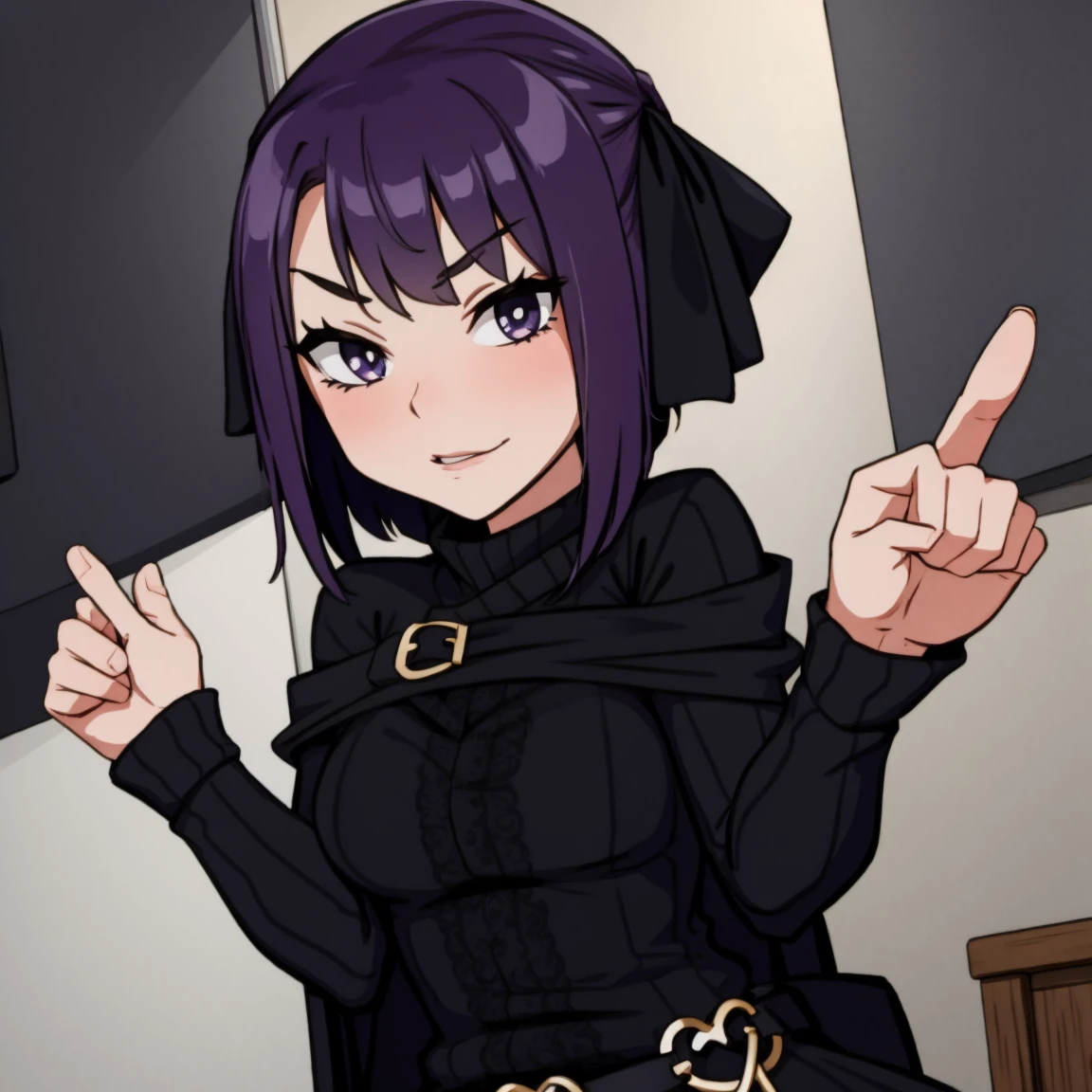Goth girl pointing at viewer