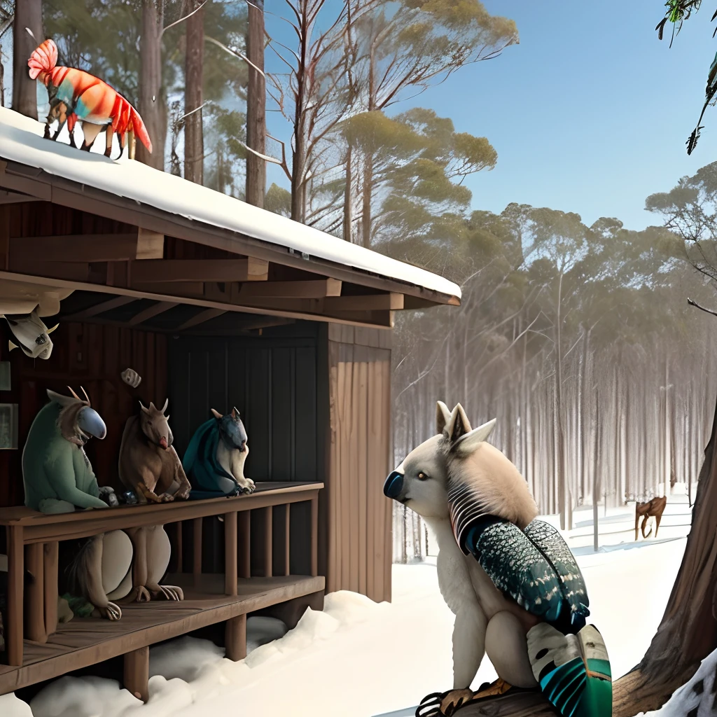 Wolf, mantis shrimp, koala, horse, and bald eagle