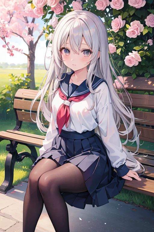 animemanga girl，There is a flower in the hair sitting on a bench, an anime drawing by Shitao, Pisif, Sots Art, Kantai collection style, at pixiv, beautiful anime girl crouching, (Anime girl), Highest rated on Pisif, trending on cgstation, [ 4 K digital art ]!!, seductive anime girls, feet posing