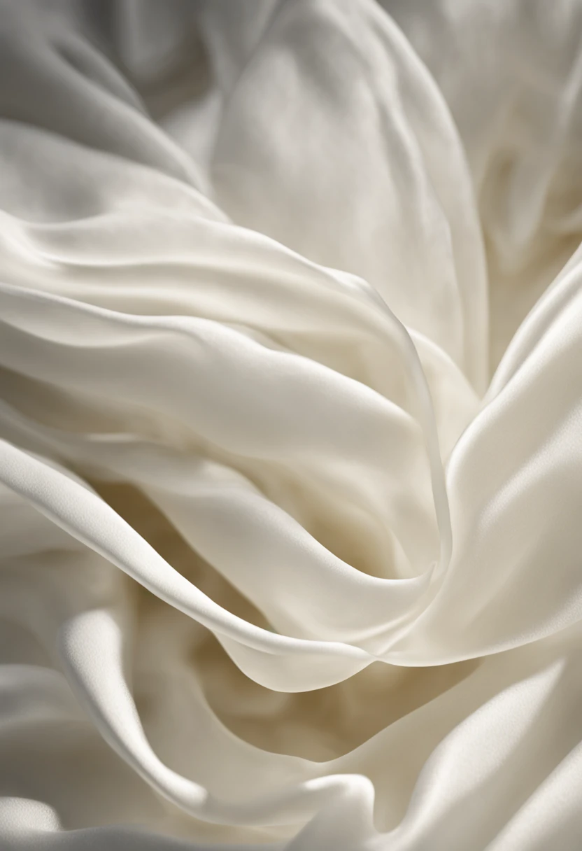 Close-up of a white flower,The light is gentle, Influenced by Georgia O'Keeffe(Georgia O'Keeffe)Inspired digital art, shutter inventory, number art, soft translucent fabric folds, silk flowing in wind, Flowing fabric, beautiful flowing fabric, Flowing realistic fabric, endless flowing ethereal drapery, flowing silk sheets, draped in silk, draped in flowing fabric, long flowing fabric,High quality detail,Fine detailing,(Super detailed CG: 1.2), (8K: 1.3),Realistic graphics, Octane rendering,High-quality global illumination