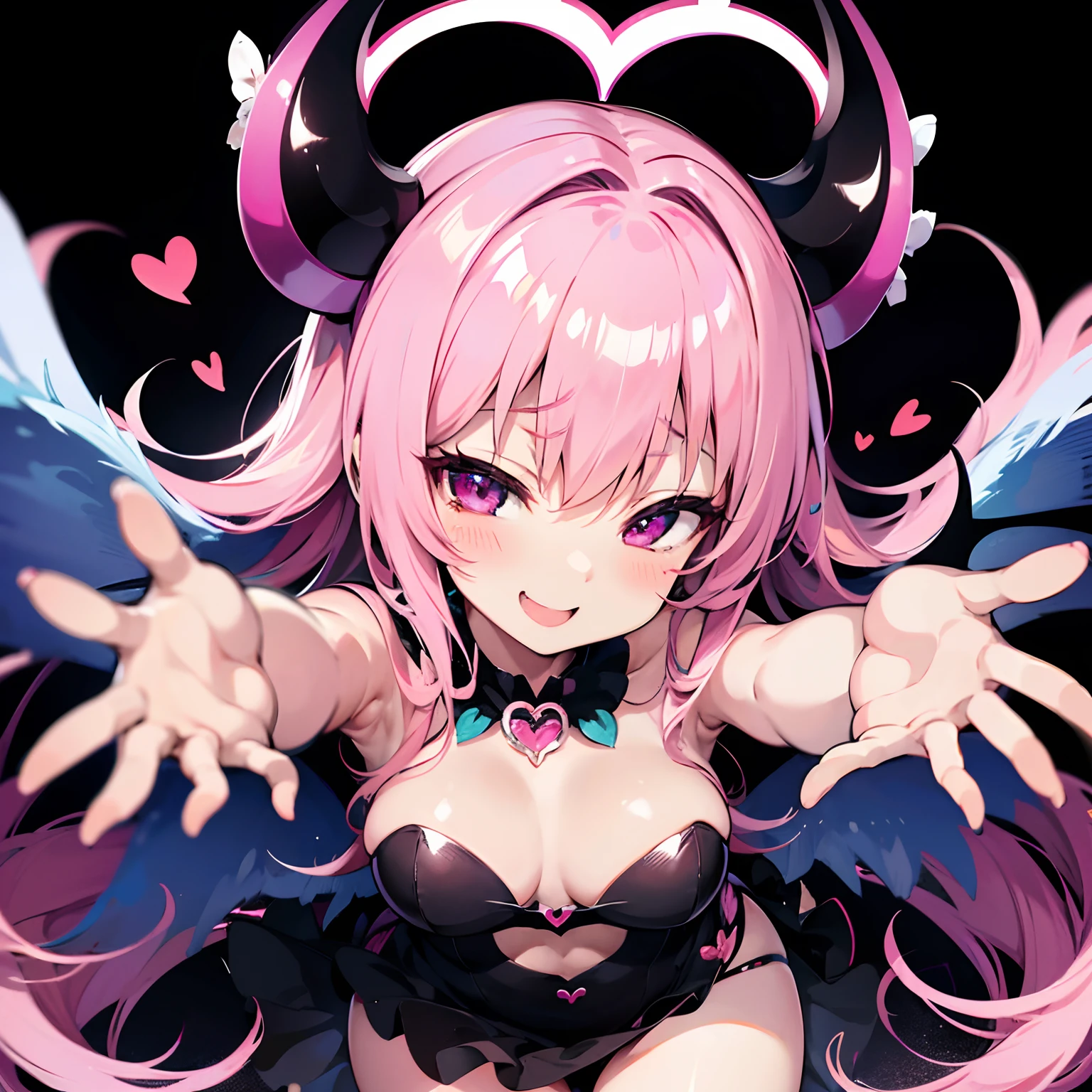 Succubus　Seduction poses　　　kawaii faces　Smiling face　　heart mark　charm　Succubus Dresses　Pose with both hands outstretched　Angle from above　Blushing face　Ragged sighs　I'm sweating　dark backgrounds