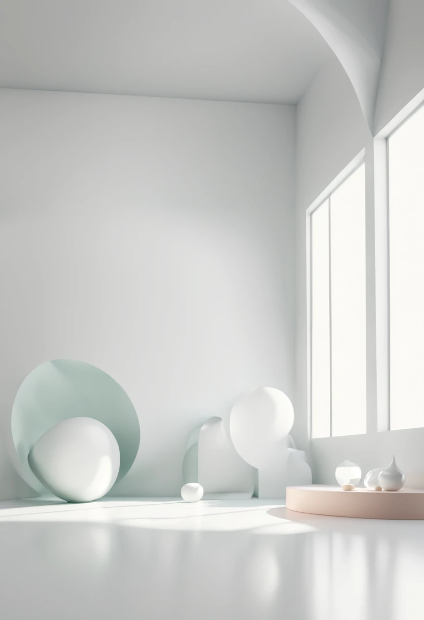 Minimalist stage design for skin care products serenity , stage focus,A single product stage was placed in the middle , digital environment , C4D OctaneRender and BlenderStudio lightinghigh quality, ultra-high definition 32KUHD