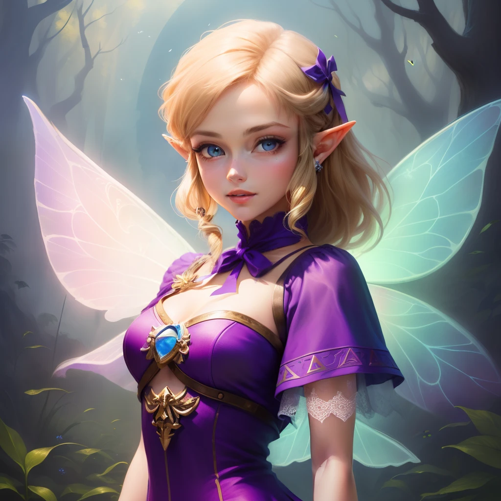 Zelda fairy with a purple cancer ribbon