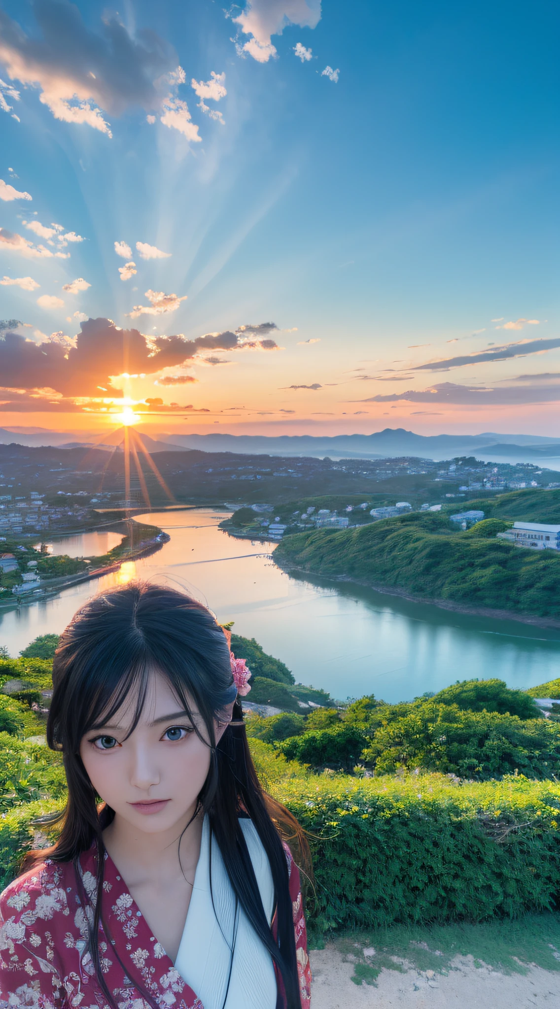 In a Japanese anime style,japan manga style,Japanese art style,A masterpice,high qulity,4K,
one-girl,(without showing face,In a Japanese anime style,Back Shadow,Facing the sea,Wearing a white conservative dress,Faraway view),the sea,setting sun,Fantastic sandy beach,dreamy sky,Landscape art details,Anime landscapes,beautiful anime scenes,A beautiful illustration of artwork,Landscape art