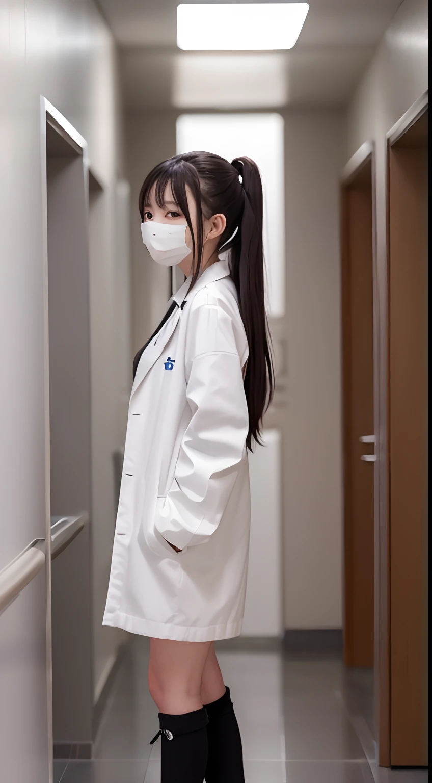 An anime girl with long hair and a white coat is standing in the hallway, girls frontline style, from girls frontline, from arknights, portrait anime space cadet girl, Cute anime girl, Anime visuals of cute girls, silver hair girl, an anime girl, Anime Mecha Aesthetics, anime aesthetic, Beautiful Anime Portrait, Portrait Anime Girl, pretty anime girl, Beautiful anime girl、