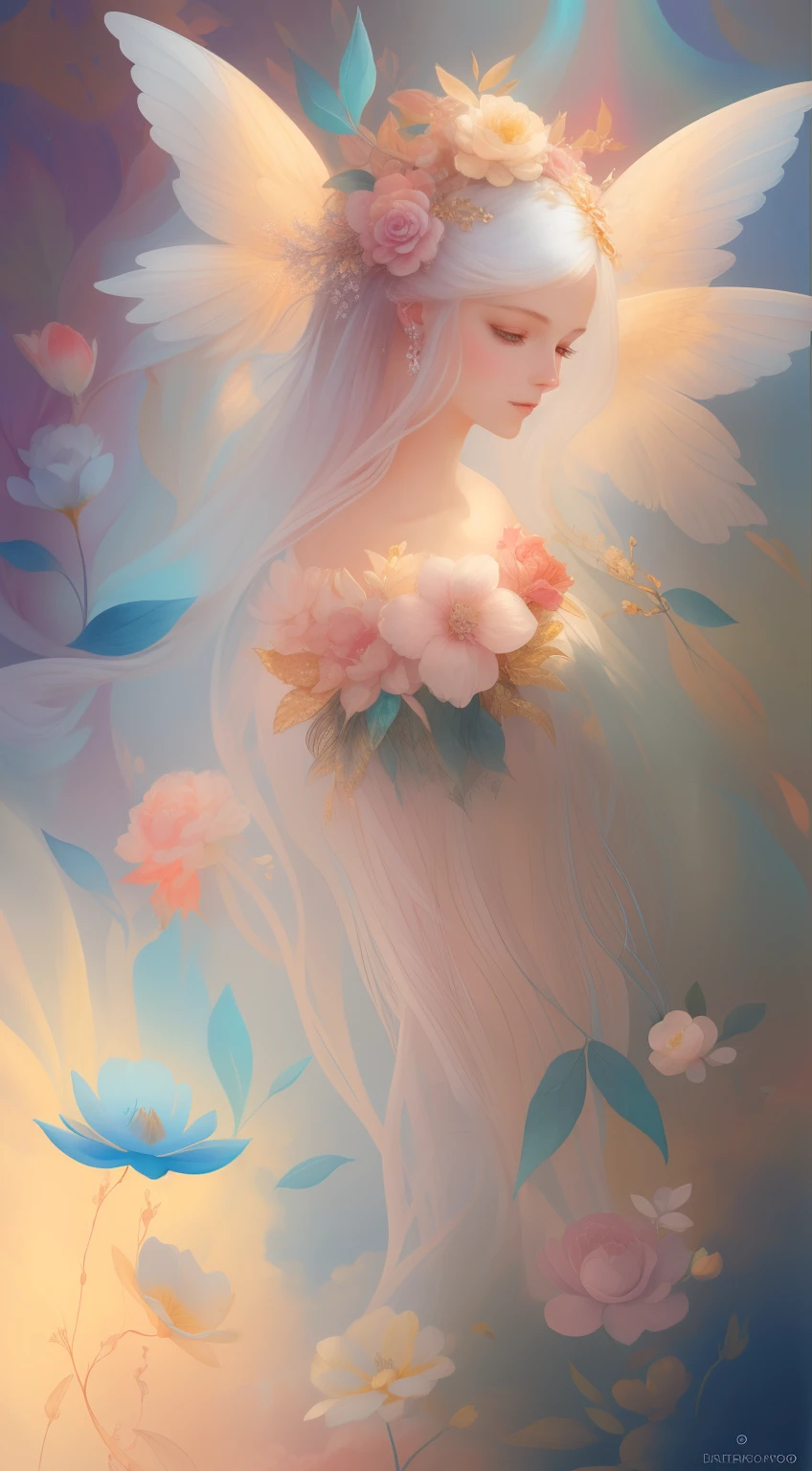 ((gorgeous princess)), (with long flowing white hair), (bright and beautiful eyes), (side profile), trend on art station, flower of hope by Jean-Honor Fragonard, Peter mohrbacher, super Detailed, crazy detail, stunning, intricate, elite, art nouveau, ornate, liquid wax, elegant, luxurious, Greg Rutkowski, ink style, sticker, vector art beautiful character design, double exposure shot, luminous design, winning entry, masterpiece, amoled black background,