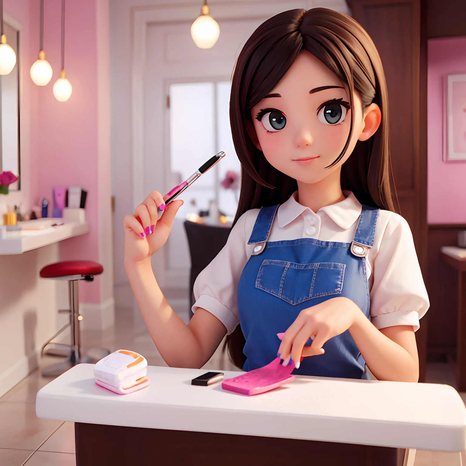 cute girl working as a Manicurista in a Beauty saloon