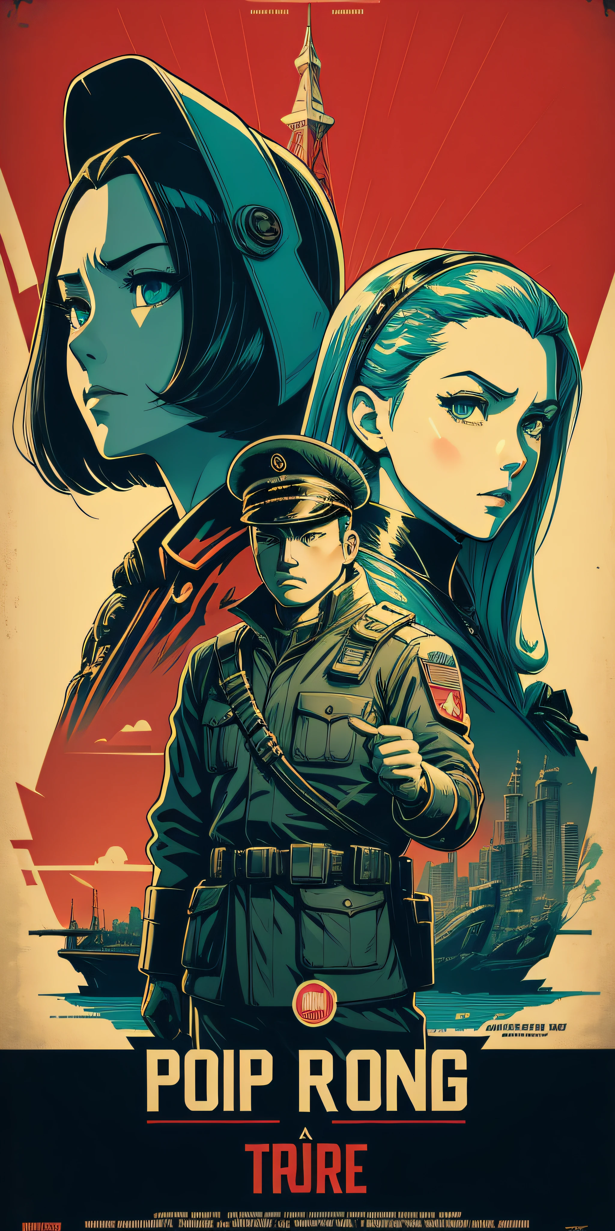 A highly detailed propaganda poster, watch anime, pop art, typography, vintage paper, the rule of thirds, trending on artstation, UHD