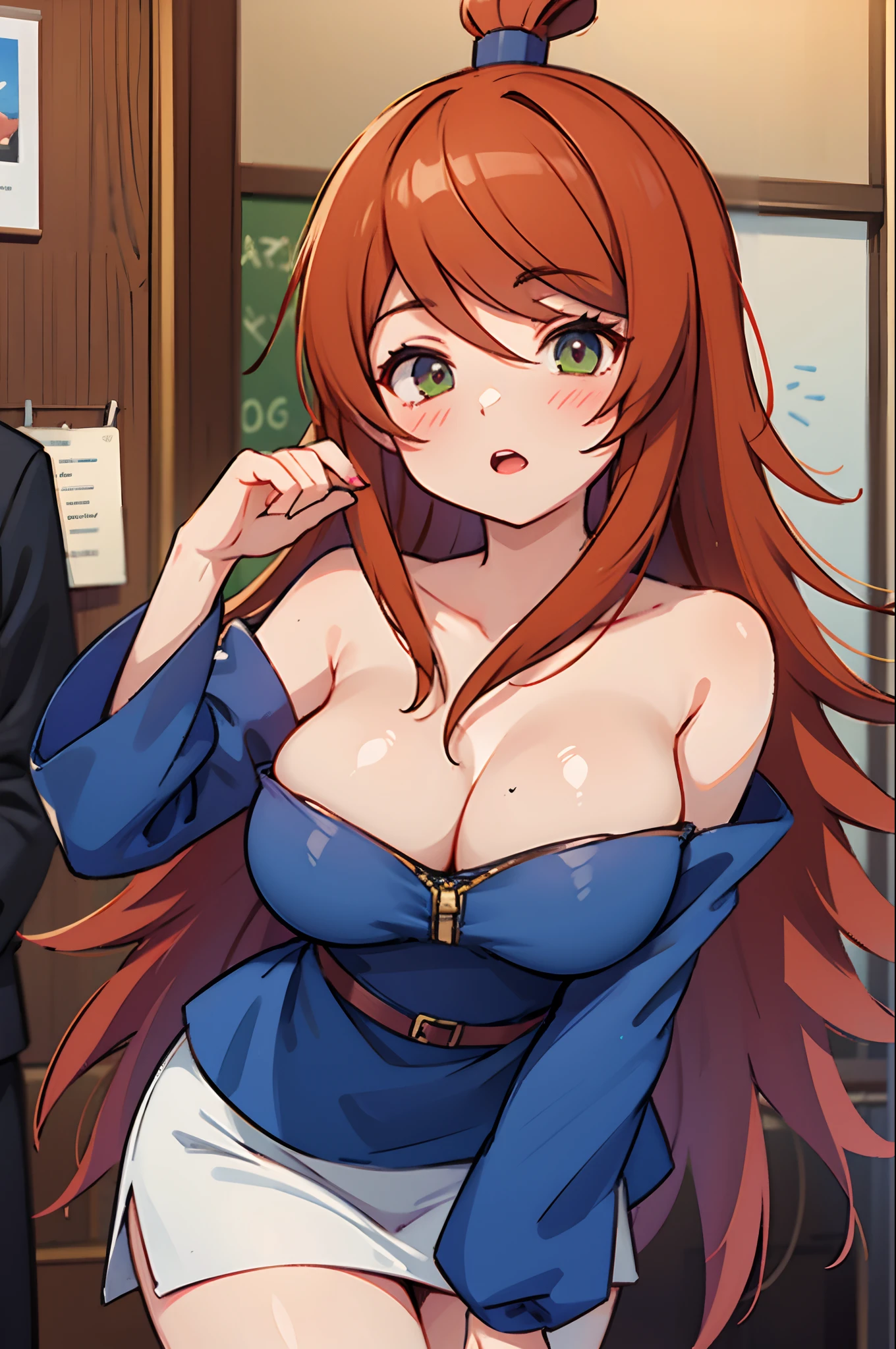 nar_Terumi_Mei,Large breasts，Off-the-shoulder attire，cleavage