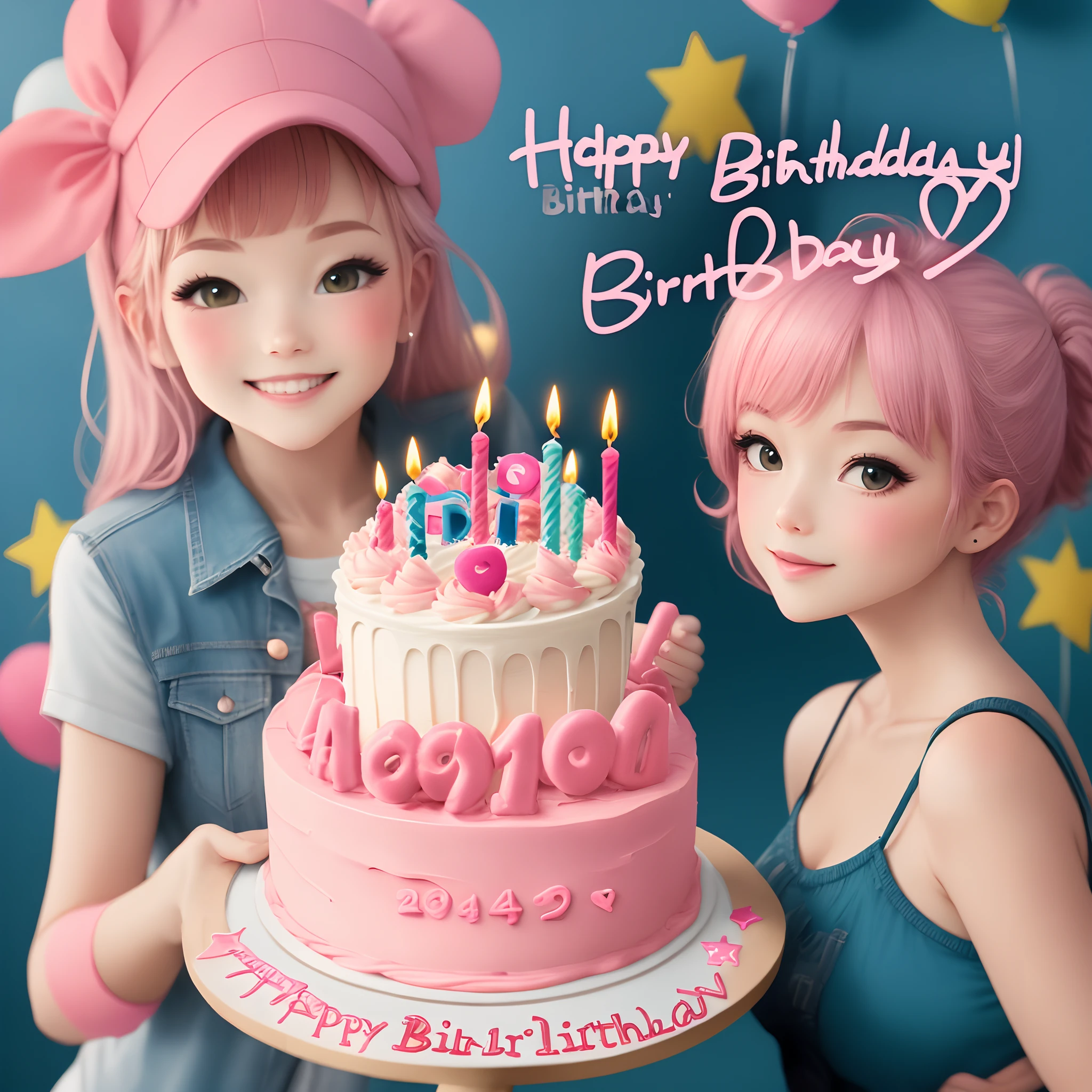 birthday Pink Cool Logo