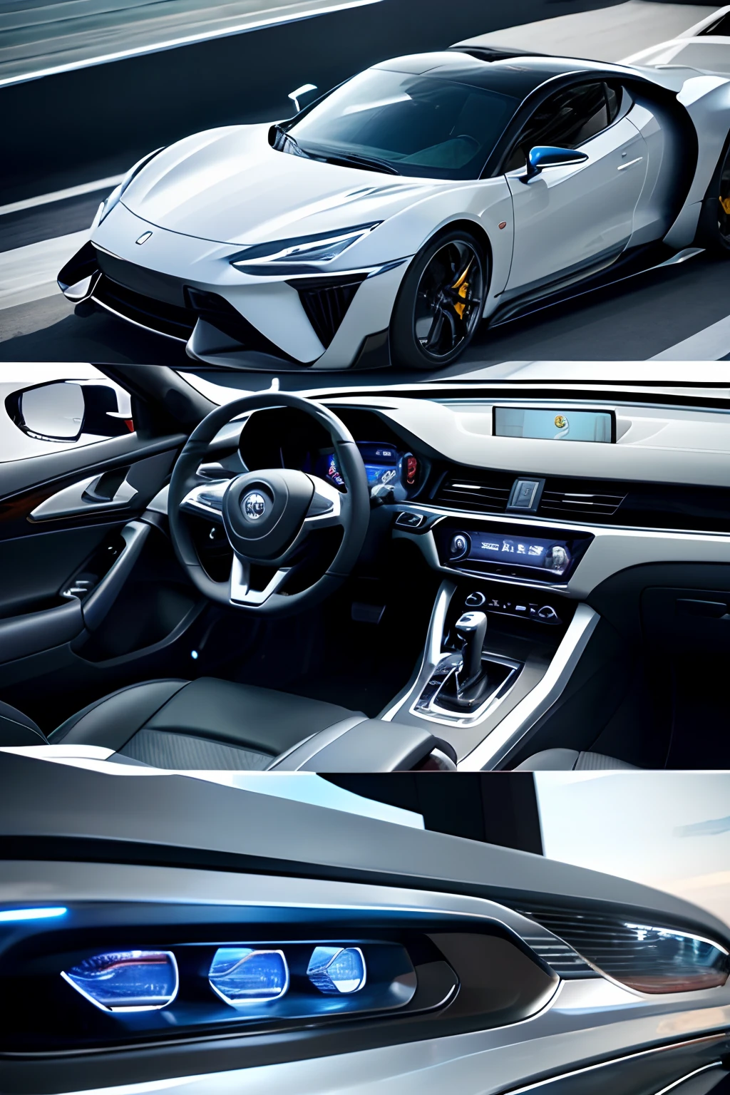 cyborgs、sportscar、The car of the future、top-quality、Exterior of the car and cyborg