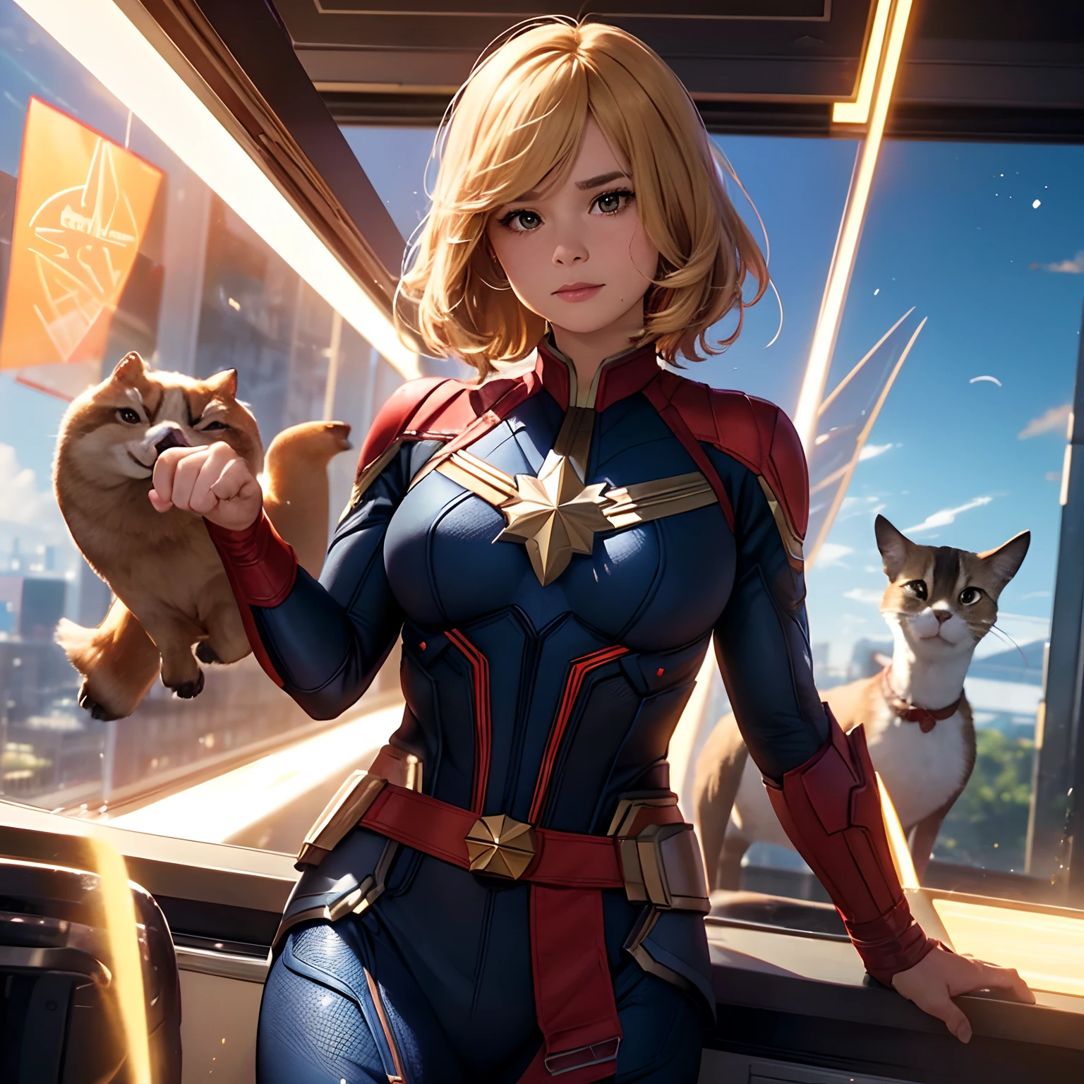 Marvel - Goose, Goose、He is the protagonist of the 2019 superhero movie, Captain Marvel. She is a supernatural extraterrestrial known as the Flerken. They bend their tongues and、Has the ability to eat things that are 10 times larger than themselves., masutepiece, Best Quality, Super Detail