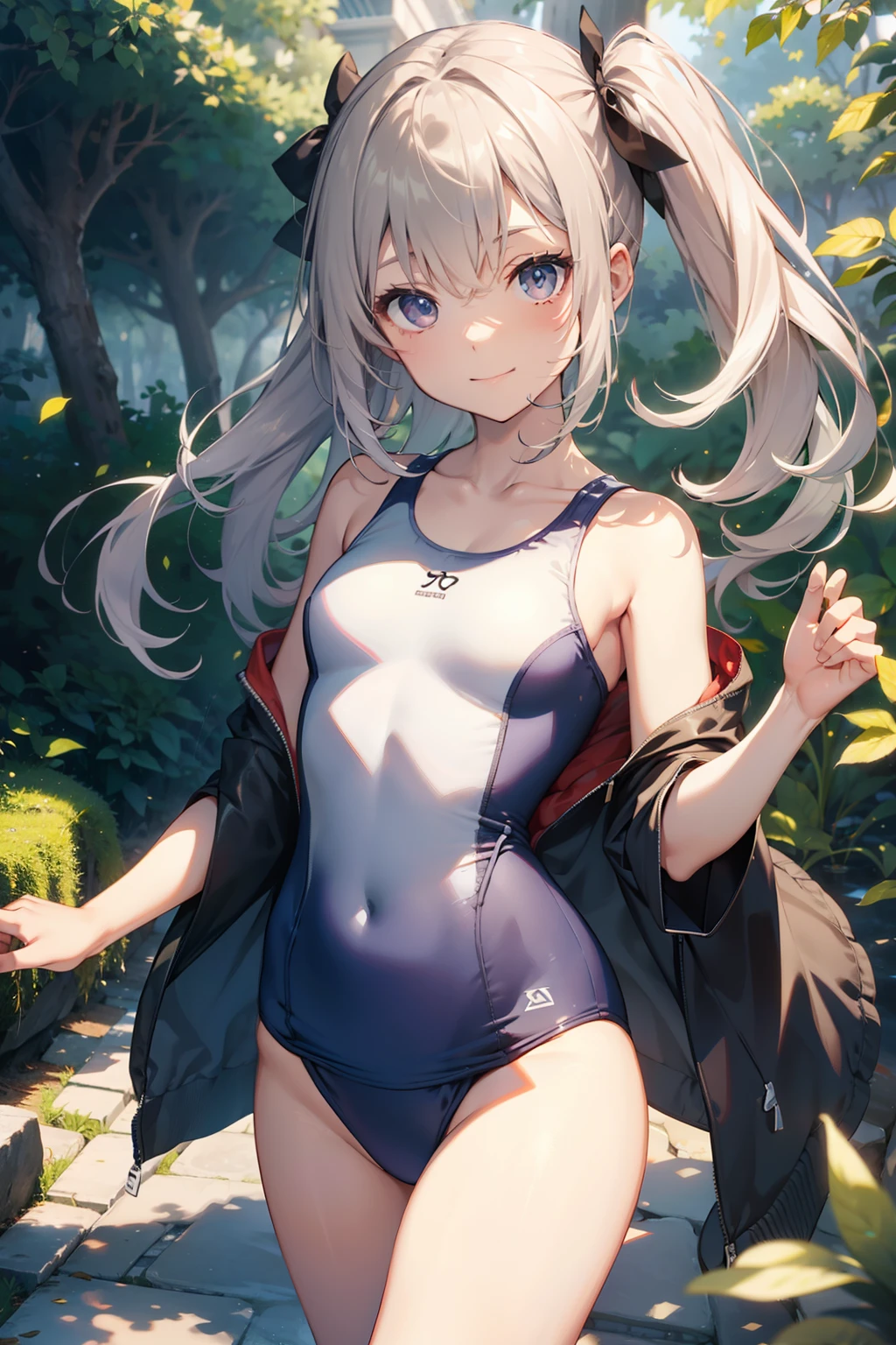 top-quality、Full limbs、complete fingers、Slender beauty、knee high、White school swimsuit、ssmile、Small eyes、Colored leaves、hiking