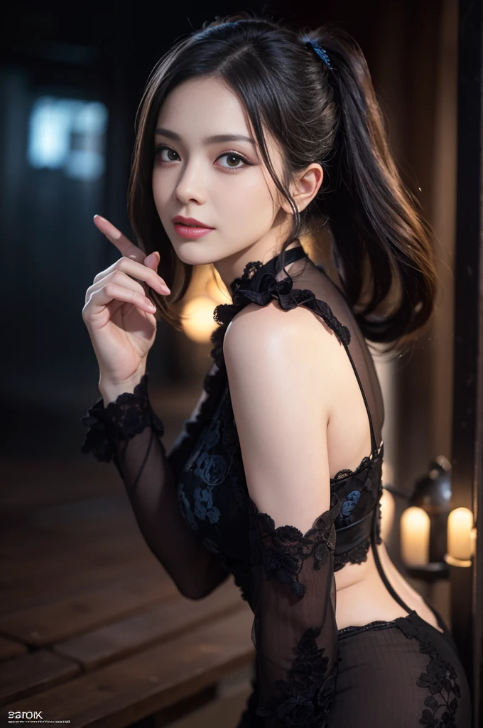 (dent in the skin:1.5), Realistic, realisticlying, (tmasterpiece:1.5), concept-art, Complicated details, highly detailed, realisticlying, rendering by octane, 8K, unreal-engine, dynamicposes, best qualtiy, A high resolution, (Realistic face:1.1), (hyper realisitc:1.1), (full_Body)), perfect eyes,(shiny skins:1.2), (((Hairstyles))), (((perfect hand))), (very highly detailed background), ((Dynamic background)), (llight rays), ((Detailed eyes, high-quality eyes, face with high quality)), (((Flowing hairstyle))), Epic, depth of fields, Bokeh, 4K, gotik, Mountain background, salama, Glowing blue iris, is in night,Smile,