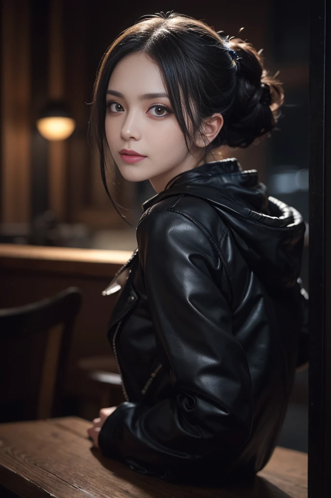 （dent in the skin：1.5）， Realistic， realisticlying， （tmasterpiece：1.5）， concept-art， Complicated details， highly  detailed， realisticlying， rendering by octane， 8K， unreal-engine， dynamicposes， best qualtiy， A high resolution， （Realistic face：1.1）， （hyper realisitc：1.1）， （full_Body））， perfect  eyes，（shiny skins：1.2）， （（（Hairstyles）））， （（（perfect hand）））， （very highly detailed background）， （（Dynamic background））， （llight rays）， （（Detailed eyes， high-quality eyes， face with high quality））， （（（Flowing hairstyle）））， Epic， depth of fields， Bokeh， 4K， gotik， Mountain background， salama， Glowing blue iris， is in night，Smile，