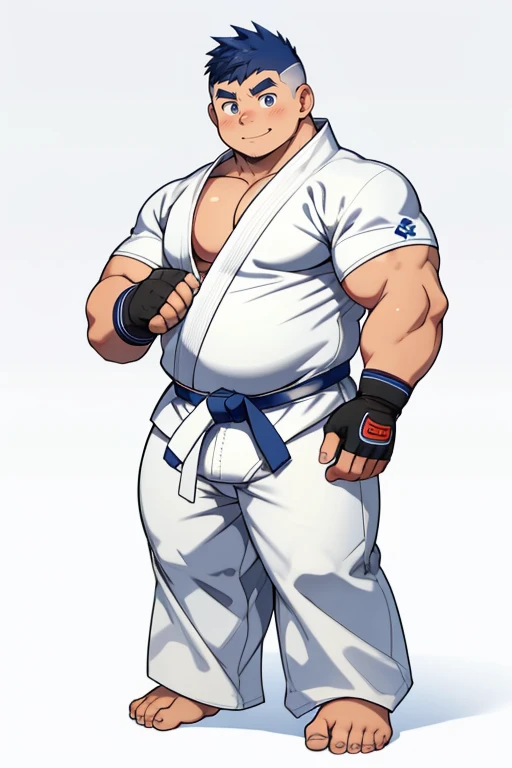 uma imagem hd de um homem com uma toalha na cintura, Baki o Grappler, Baba, estilo Baba, homem buff, Estilo Akira Toriyama, rosto pintado tipo oriental, Shikanosuke Yagaki, muscular character, Akira Toriyama, pose de bolo de carne, Mamoru Ushii, Sumo wrestler, Arte Jiro Matsumoto, Close-up de corpo inteiro