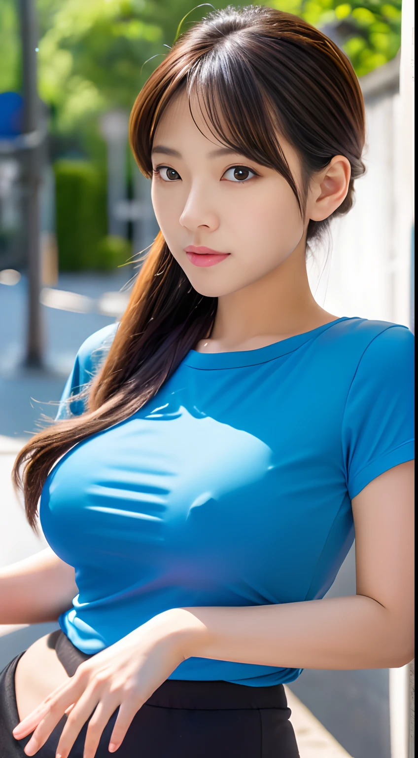 masutepiece, Best Quality, Official art, 统一 8k 壁纸, girl with,  Tight T-shirt, Beautiful face, Ultra-realistic, Hyper-realistic, 鎖骨、full bodyesbian