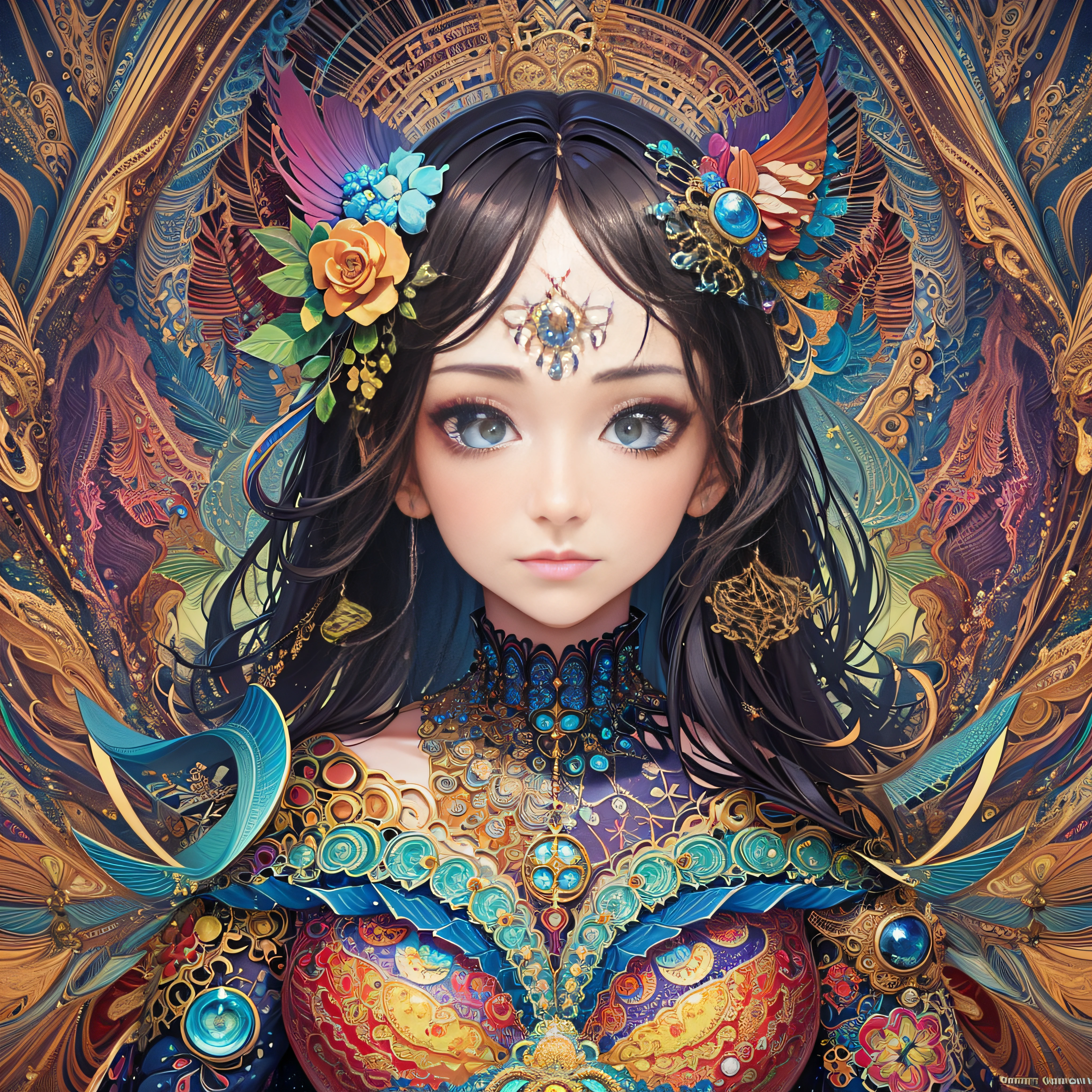 (masterpiece, top quality, best quality, official art, beautiful and aesthetic:1.2), (1girl:1.3), extreme detailed,(fractal art:1.3),colorful,highest detailed