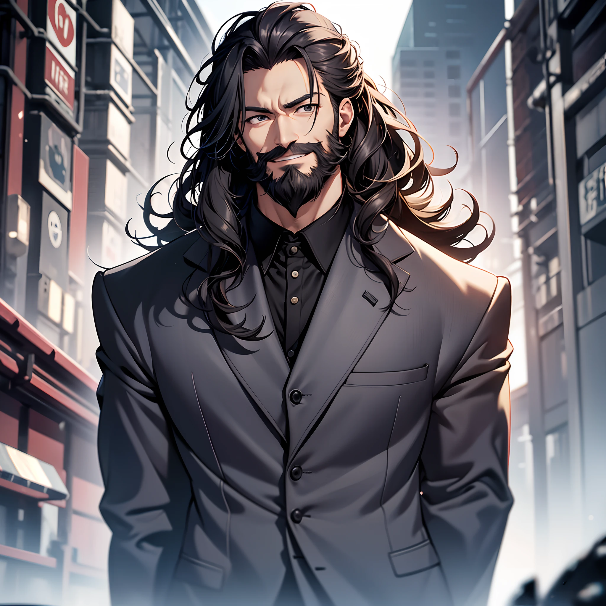 One gentleman、VIP Class、Wearing a suit、Tempered body、President of the company、Enlarged depiction of the upper body、A dark-haired、japanes、Gray hair、Black eye、Warlord Beard、
masutepiece、超A high resolution、4k、8k、super detailed image、Beautiful depiction of limbs、
Facial Representation Only、
cute smile face、Open your mouth and laugh、Angle looking up from bottom、