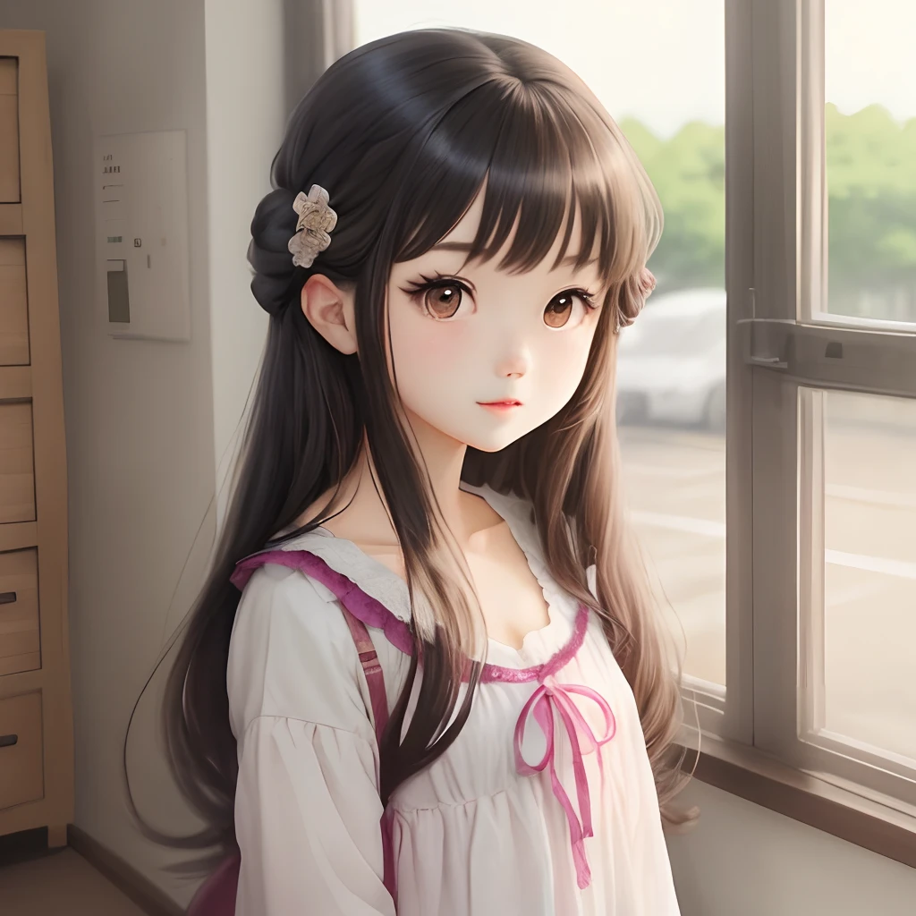 Cute anime girl with long hair