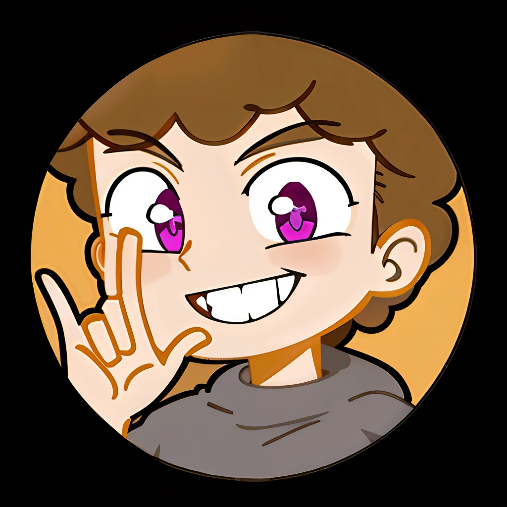Cartoon boy making a stop sign with his hand, estilo varguyart, Vinny de Vinhinha, cel sombreado!!!, com o dedo indicador, fanart oficial, retrato de ((travesso)), retrato de personagem de mim, [[[[sorrindo malvado]]]], emote twitch, cel - estilo de arte sombreado, foto de perfil do discord