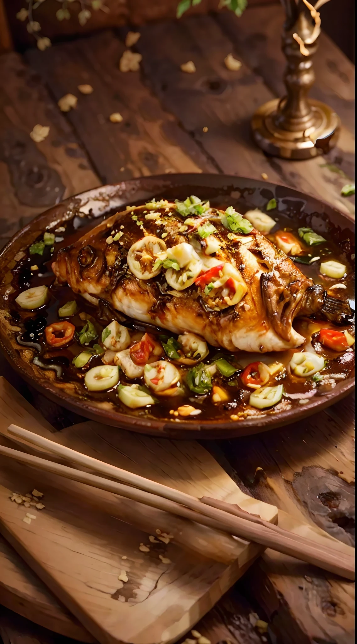 Chinese cuisine,Braised crucian carp,high-definition picture quality,8k