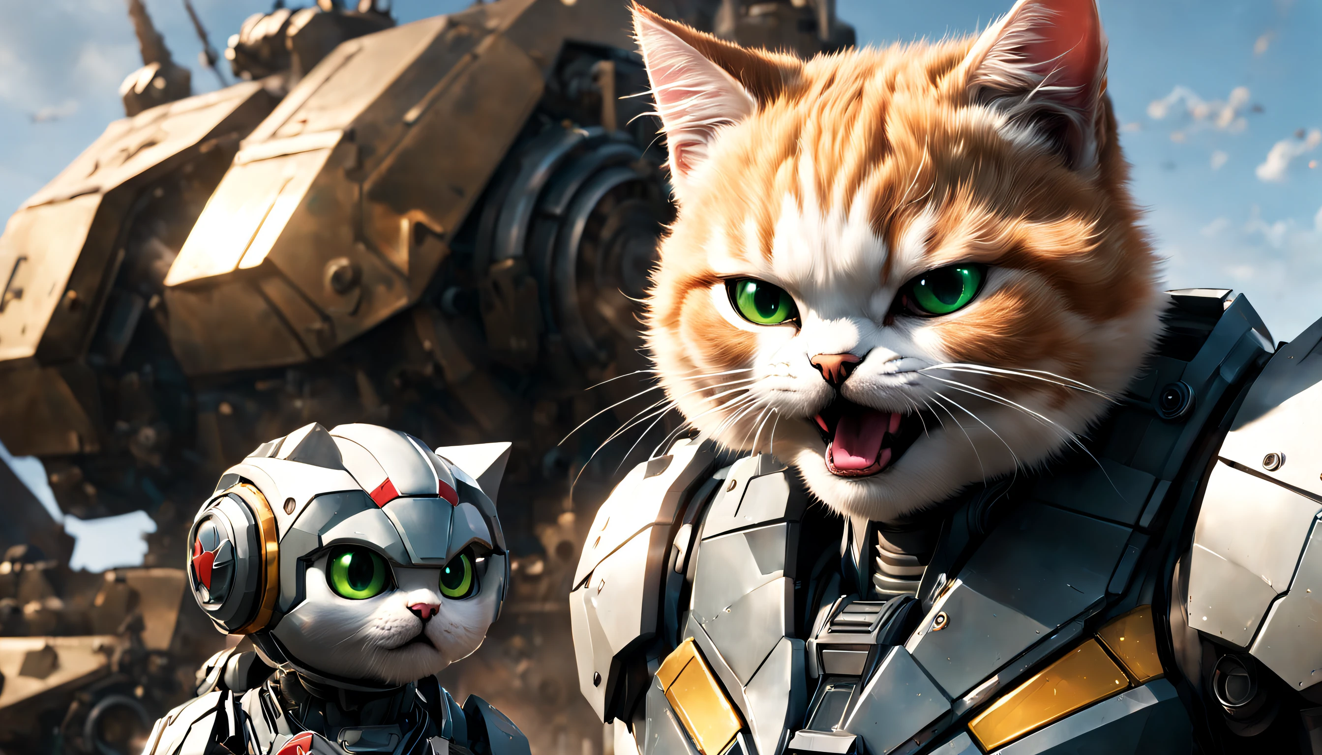 Goose from the 2019 superhero film Captain Marvel taking the form of an adorable kitten mecha. Flerken. Eating a giant villainous mecha tank, reminding the viewer that Flerken have the ability to flex their tongues out and eat things 10 times bigger than they.