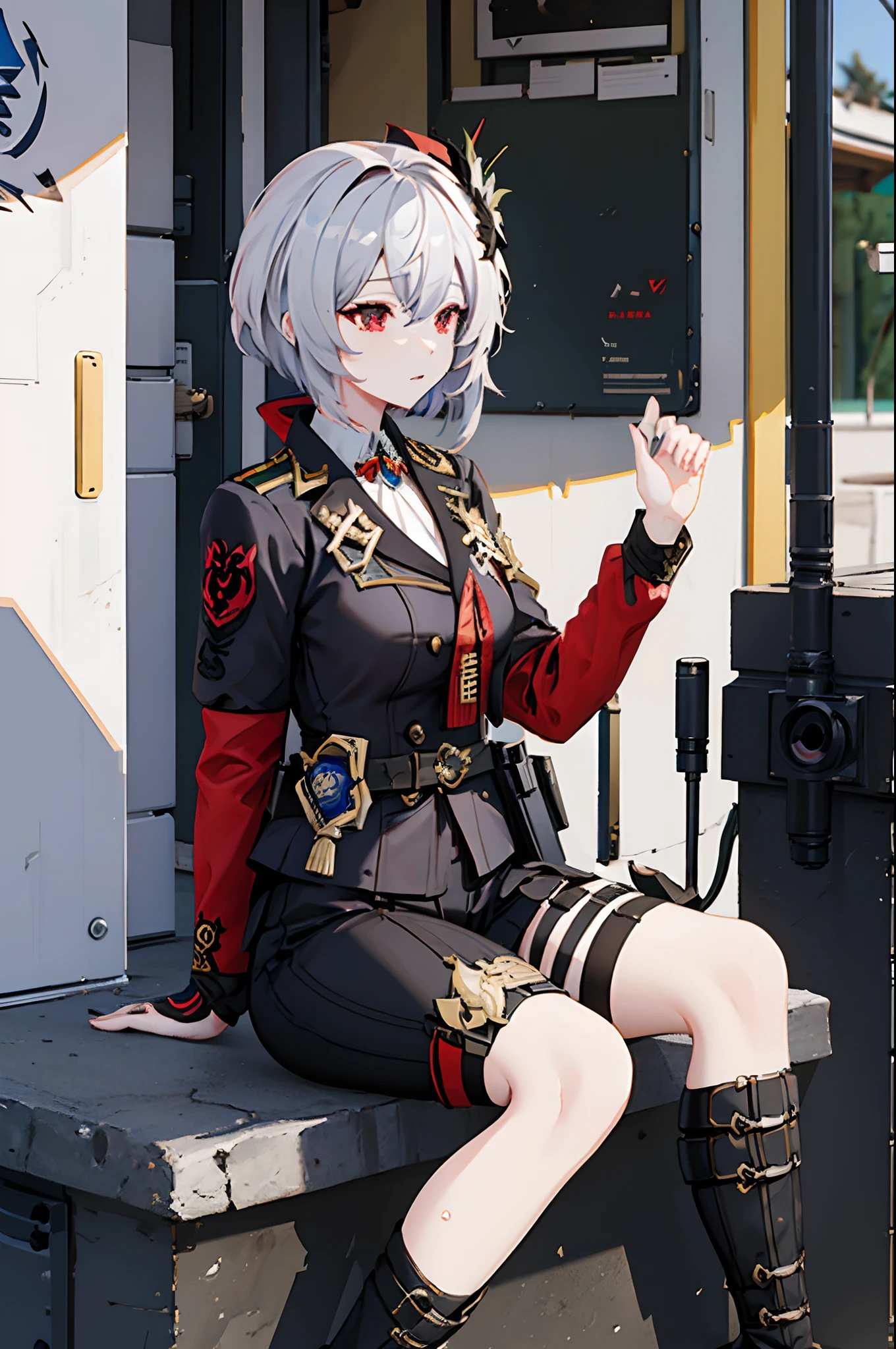 ((Original Character)) 1female, Honkai Impact, Genshin Impact, military gunner.