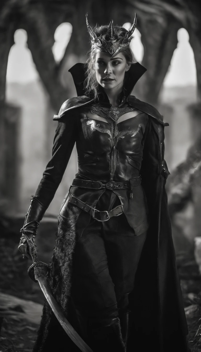 Wearing a necklace,On the battlefield,Take off your sleeves,Her hands are the sharp claws of demons,On its back is a pair of demonic wings with bone spurs,Wearing a black low-cut outfit,Wearing a pair of black shorts,Wear boots,Super detailed full-body portrait details,Surreal art