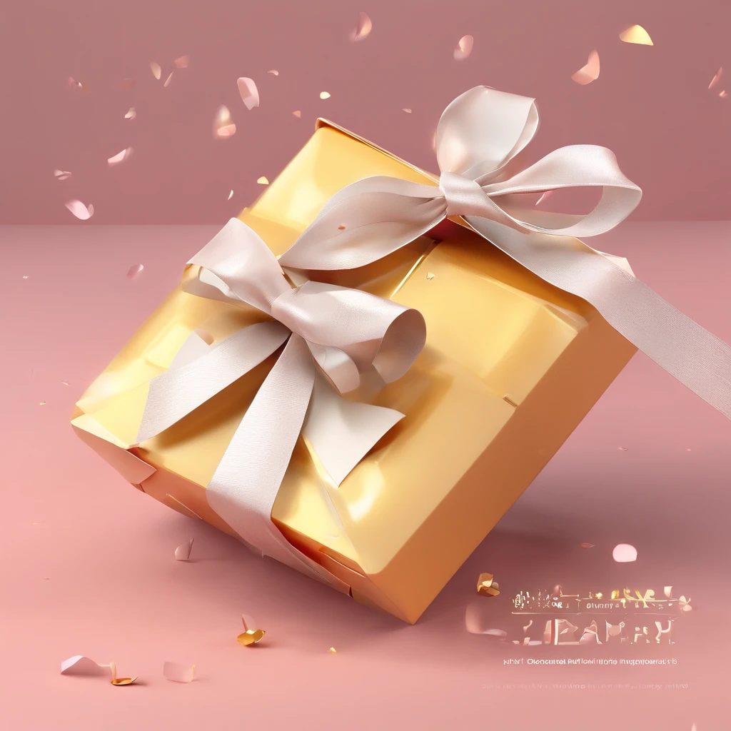 Cute gift box, bow packing tape, blind box toys, glossy and delicate, clean background, 3D rendering, best quality
