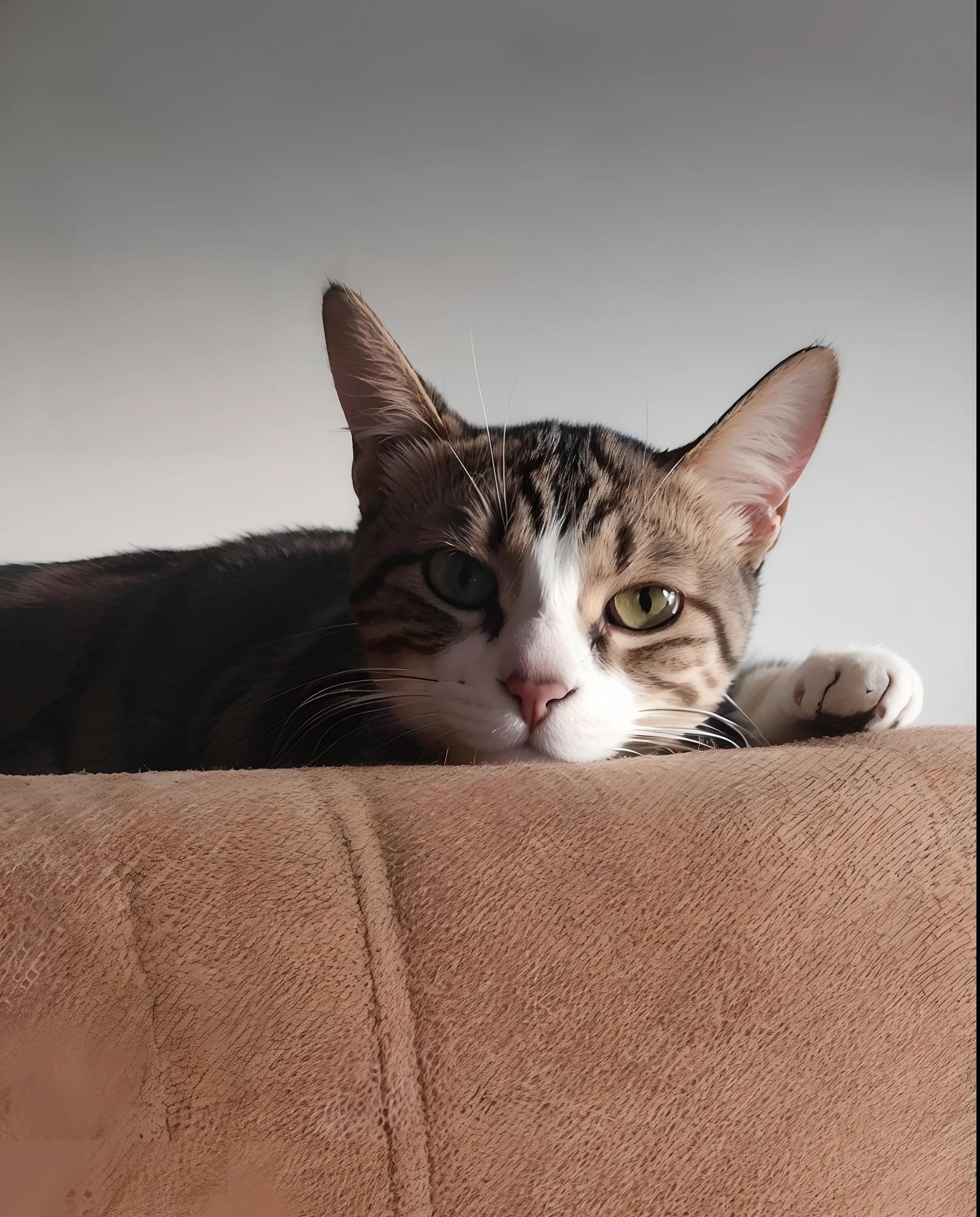 There is a cat that is lying on a couch, sitting on the couch, sitting on couch, screaming at the camera, sitting on couch, Tomado com Sony Alpha 9, sitting on a couch, seated in a couch, foto de um gato, foto do gato, at the sitting couch, relaxing on the couch, on a couch, looking away from camera