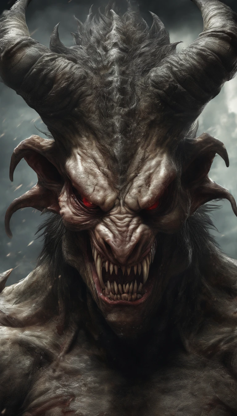 A mysterious monster like a demon a devastated world