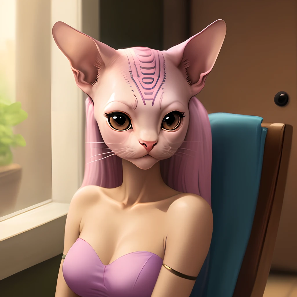 Cartoon female sphynx cat