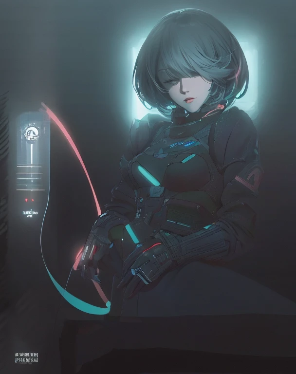 ((La mejor calidad)), ((obra maestra)), (muy detallado:1.3), ...............................................................................................................................................3D, Beautiful (cyberpunk:1.3) Mujer hacker, peinado corto,pelo corto, Volver al visor, cabello grueso, Terminal de ordenador operativo, Pantalla montada en la cabeza, computer server, Pantalla LCD, fiber optic cable, Logotipo de la empresa, HDR (High Dymanic Range), Trazado de rayos, NVIDIA RTX, Super resolution, Irreal 5, Subsoil Scatter, Textura PBR, Post-procesamiento, Anisotropic filtering, profundidad de campo, maximum sharpness and sharpness, Texturas multicapa, Albedo y Highlight Maps, Sombreado de superficies, Accurate simulation of light-material interactions, proporciones perfectas, Renderizado de octanaje, duotone lighting, ISO bajo, balance de blancos, Regla de los tercios, amplia apertura, 8K RAW, efficient sub-pixels, sub-pixel convolution, glow particles, dynamic pose