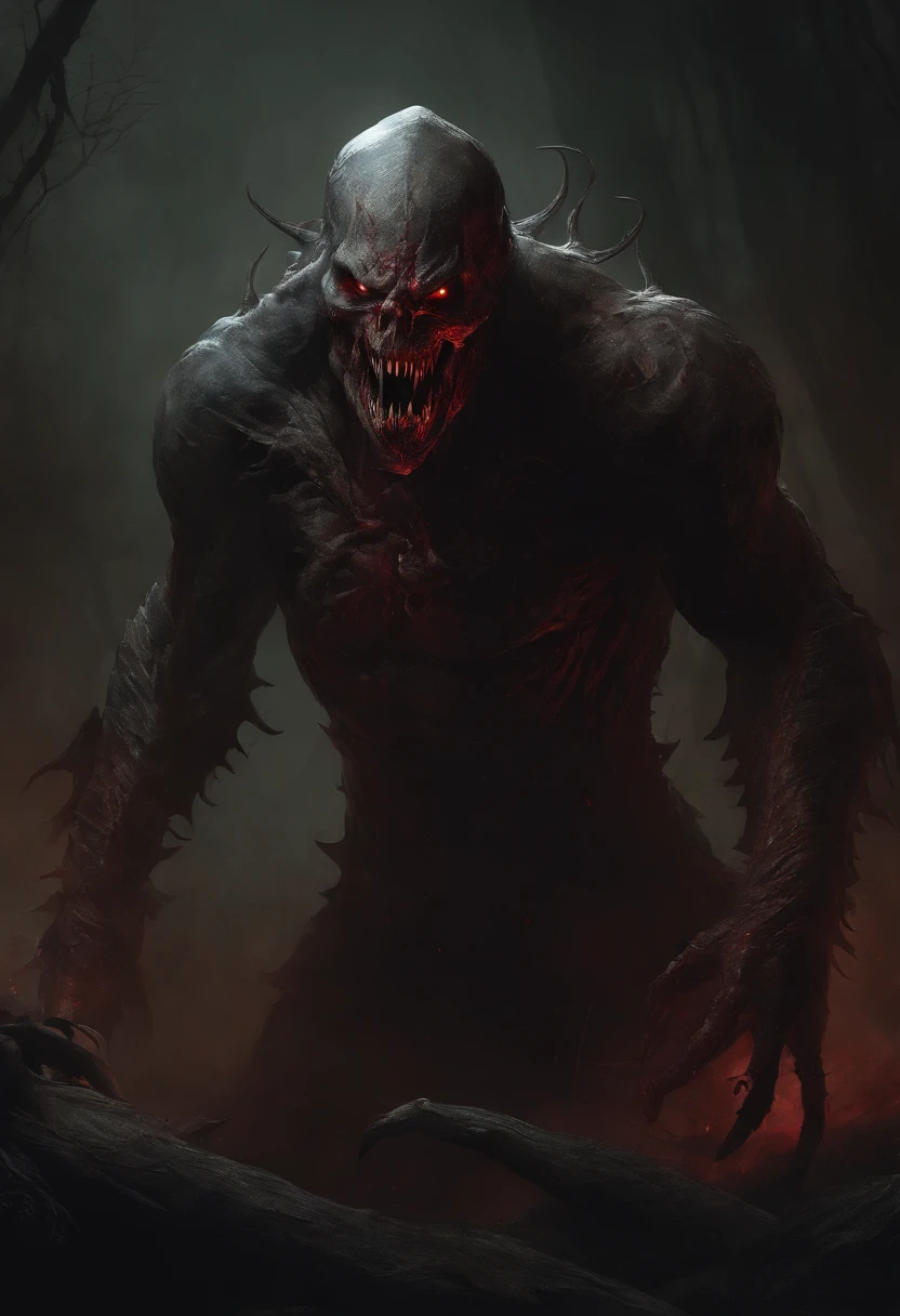 A painting of a demonic creature with a bloodied face and a bloodied head, carnage, Sci - Horror Art of Fiction, Science fiction horror artwork, inspired by Aleksi Briclot, Crocs de carnage, Horror fantasy art, par Aleksi Briclot, Horror concept art, venin, Art fantastique et horreur, Detailed illustration of 4K horror, Demonic creature, Dark Fantasy Horror Art