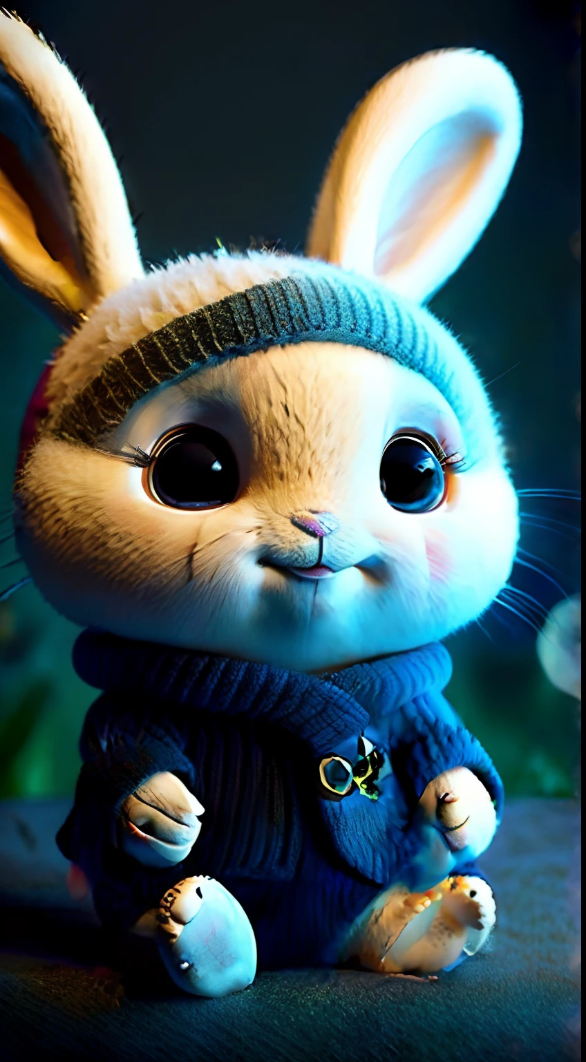 best qualtiy，A high resolution，tmasterpiece，Rabbit white，Tim Burton，large ear，Watery eyes，adolable，
