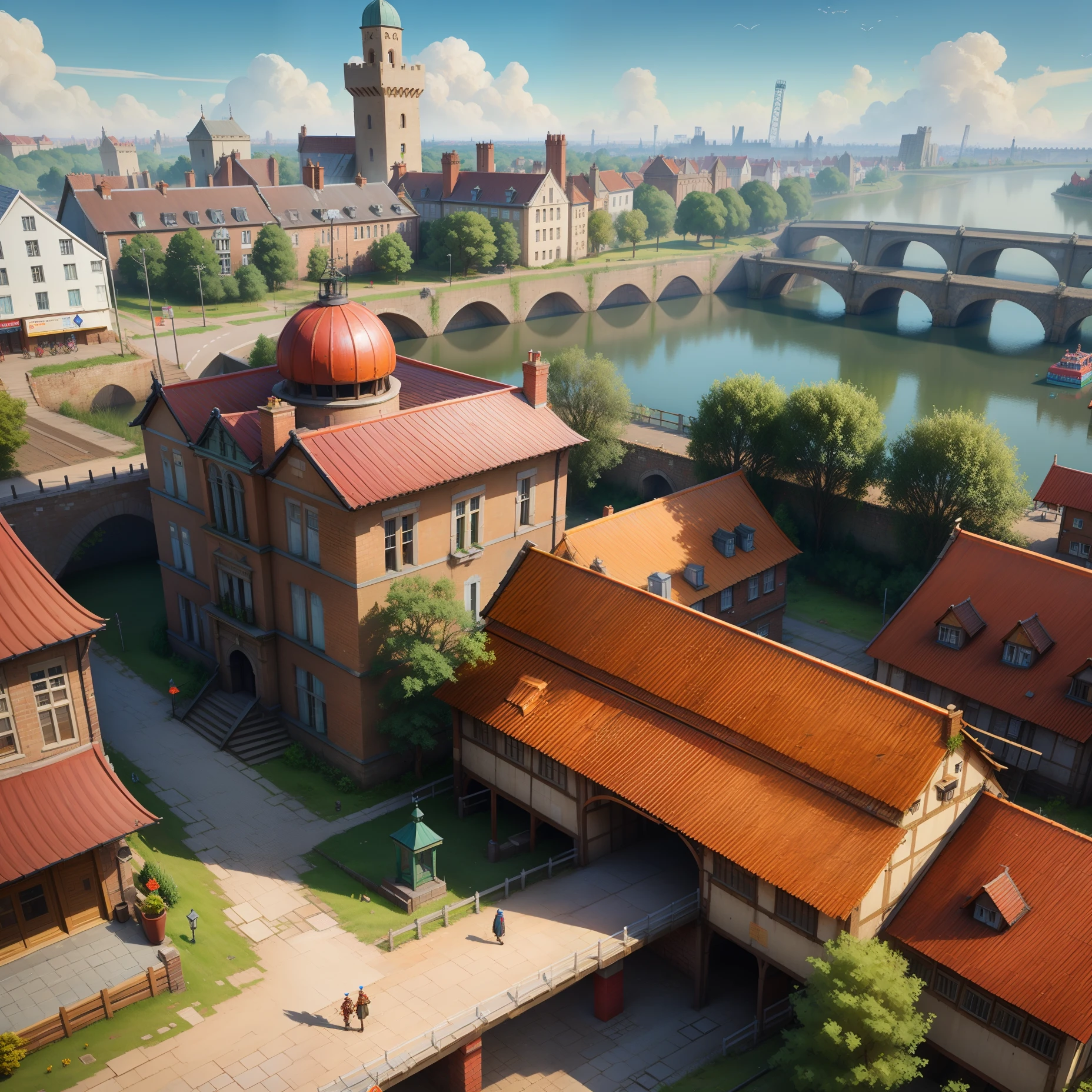 Imperial City Albion Industrial Revolution City Walls Palace on a small hill Central Station Slums
