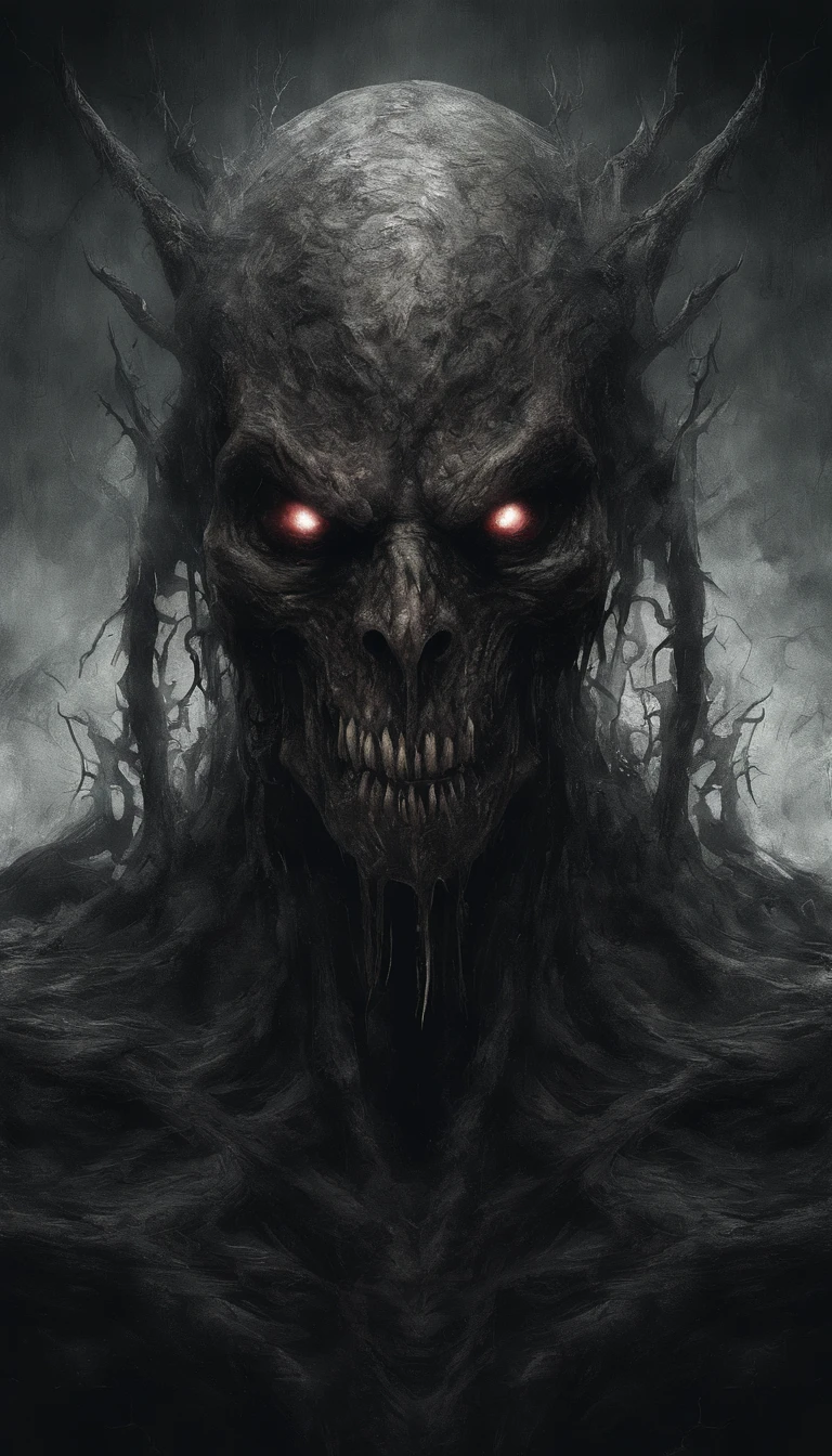 Draw a strong, massive, demonic creature with a bloody face and a bloody head, genocide, Science fiction horror art, sci-fi horror artwork, inspired by Aleksi Briclot, Fangs of the slaughter, horror fantasy art, Alexis Bricklot(Alexis Bricklot), horror concept art, veneno, Fantasy and horror art, Detailed illustration of 4K horror, demonic creature, dark fantasy horror art