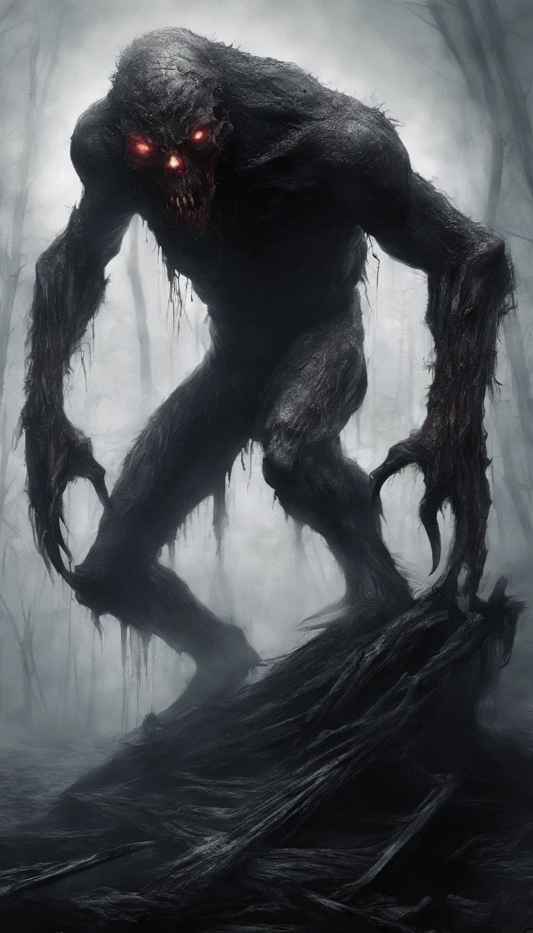 Draw a strong, massive, demonic creature with a bloody face and a bloody head, genocide, Science fiction horror art, sci-fi horror artwork, inspired by Aleksi Briclot, Fangs of the slaughter, horror fantasy art, Alexis Bricklot(Alexis Bricklot), horror concept art, veneno, Fantasy and horror art, Detailed illustration of 4K horror, demonic creature, dark fantasy horror art