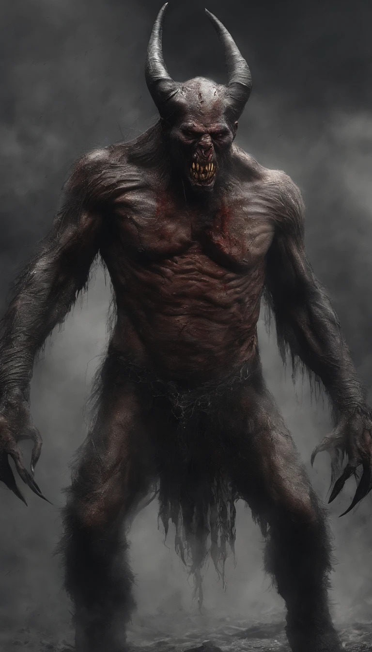 Draw a demonic creature with a strong, bloody face and bloody head, genocide, Science fiction horror art, sci-fi horror artwork, inspired by Aleksi Briclot, Fangs of the slaughter, horror fantasy art, Alexis Bricklot(Alexis Bricklot), horror concept art, veneno, Fantasy and horror art, Detailed illustration of 4K horror, demonic creature, dark fantasy horror art