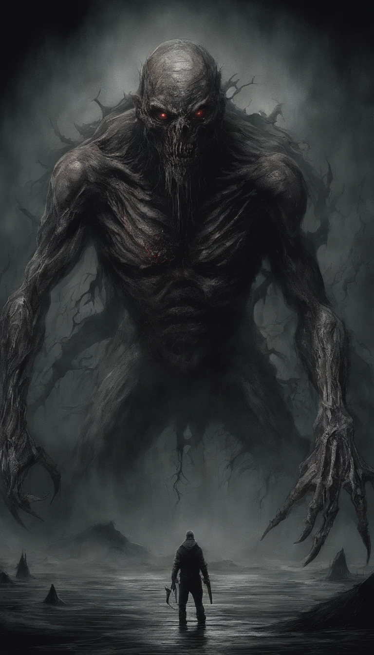 Draw a demonic creature with a strong, bloody face and bloody head, genocide, Science fiction horror art, sci-fi horror artwork, inspired by Aleksi Briclot, Fangs of the slaughter, horror fantasy art, Alexis Bricklot(Alexis Bricklot), horror concept art, veneno, Fantasy and horror art, Detailed illustration of 4K horror, demonic creature, dark fantasy horror art
