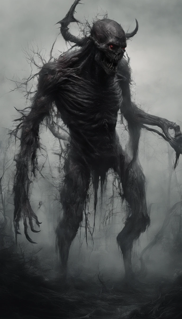 Draw a demonic creature with a strong, bloody face and bloody head, genocide, Science fiction horror art, sci-fi horror artwork, inspired by Aleksi Briclot, Fangs of the slaughter, horror fantasy art, Alexis Bricklot(Alexis Bricklot), horror concept art, veneno, Fantasy and horror art, Detailed illustration of 4K horror, demonic creature, dark fantasy horror art