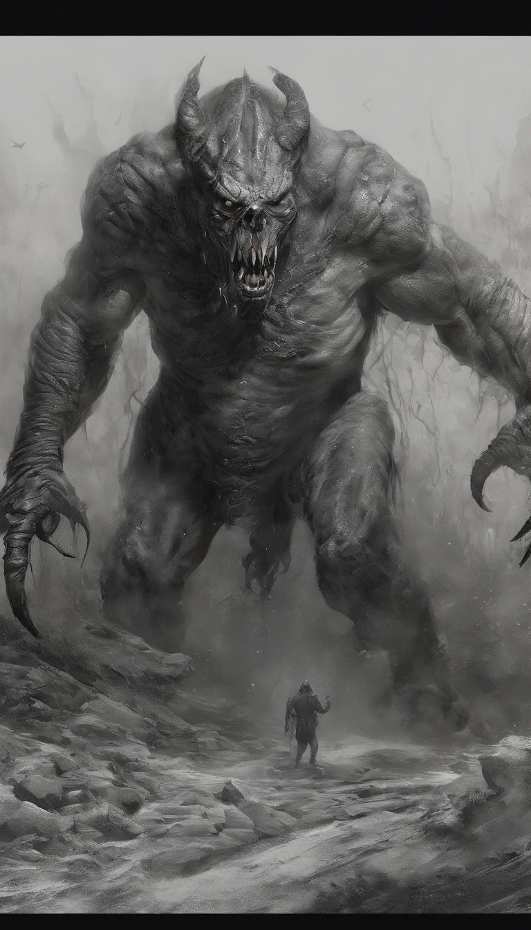 Draw a demonic creature with a strong, bloody face and bloody head, genocide, Science fiction horror art, sci-fi horror artwork, inspired by Aleksi Briclot, Fangs of the slaughter, horror fantasy art, Alexis Bricklot(Alexis Bricklot), horror concept art, veneno, Fantasy and horror art, Detailed illustration of 4K horror, demonic creature, dark fantasy horror art