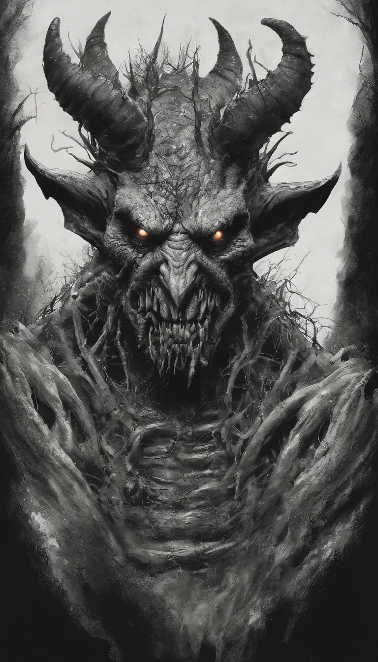 Draw a demonic creature with a strong, bloody face and bloody head, genocide, Science fiction horror art, sci-fi horror artwork, inspired by Aleksi Briclot, Fangs of the slaughter, horror fantasy art, Alexis Bricklot(Alexis Bricklot), horror concept art, veneno, Fantasy and horror art, Detailed illustration of 4K horror, demonic creature, dark fantasy horror art