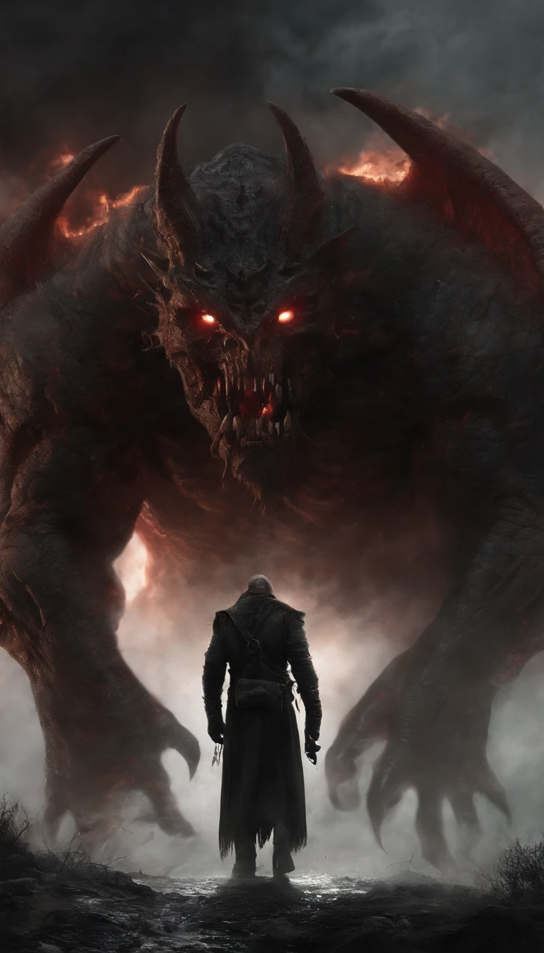 Draw a demonic creature with a strong, bloody face and bloody head, genocide, Science fiction horror art, sci-fi horror artwork, inspired by Aleksi Briclot, Fangs of the slaughter, horror fantasy art, Alexis Bricklot（Alexis Bricklot）, horror concept art, veneno, Fantasy and horror art, Detailed illustration of 4K horror, demonic creature, dark fantasy horror art