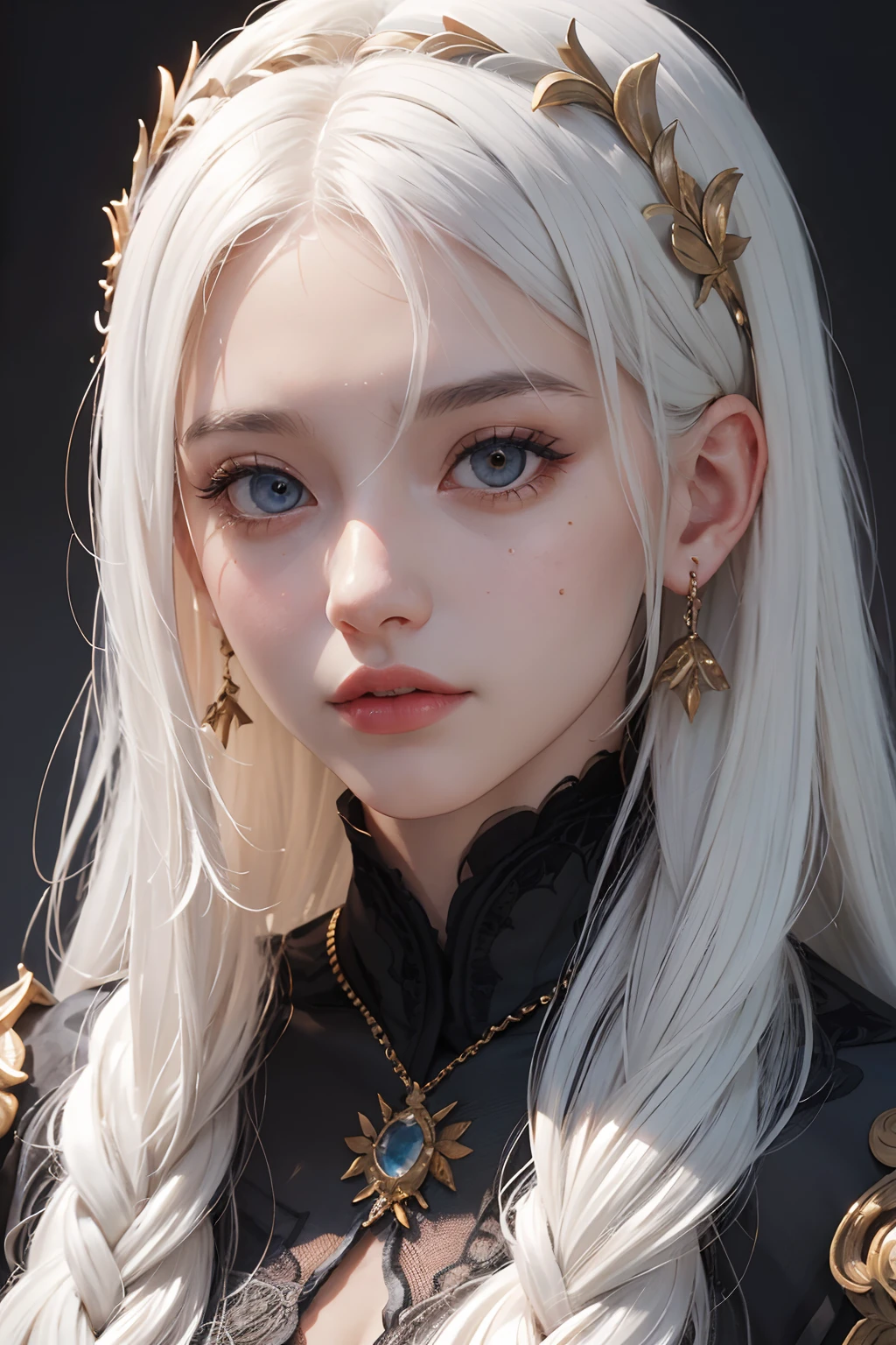 Isabella Osa\(My Wife is a Demon Queen\), (incredibly absurdres, (high resolution:1.18), intricate detail, (masterpiece:1.1), (highest quality:1.1), absurdres) BREAK (1girl, solo, portrait, white hair, orange eyes, long hair, detailed eyes), Read Desc,