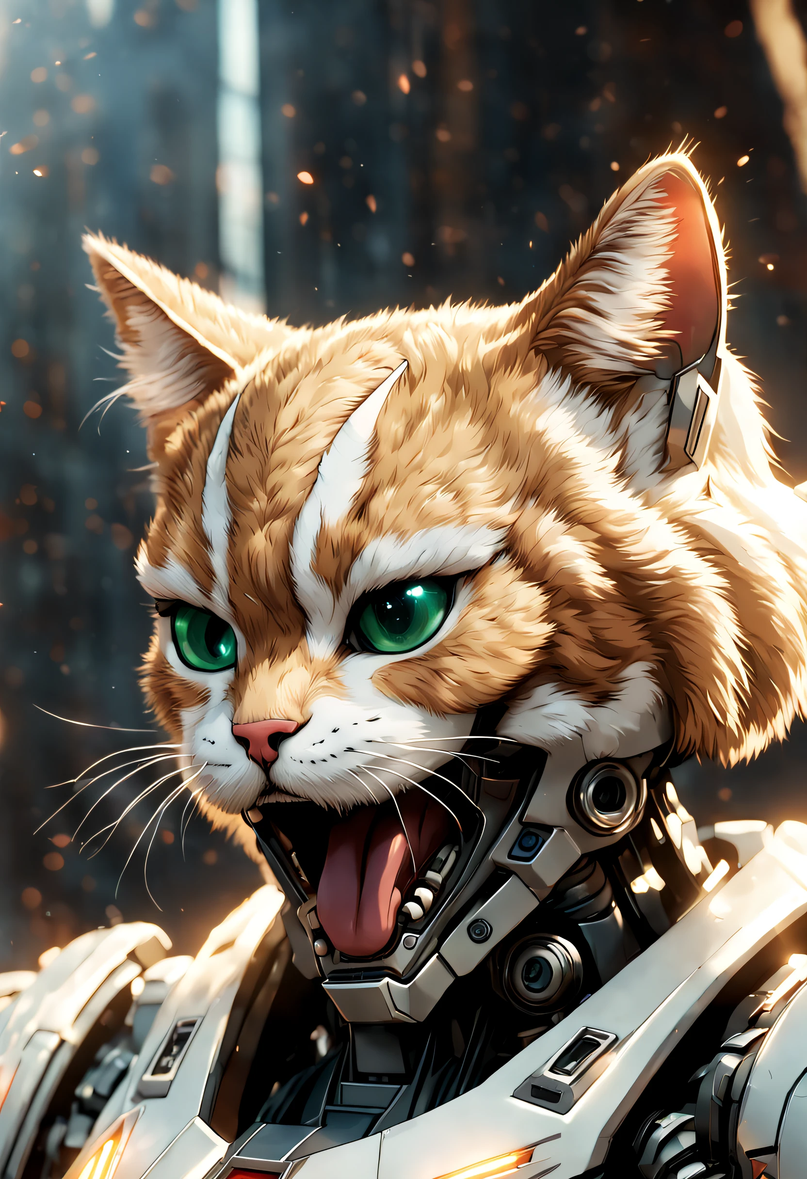 Goose from the 2019 superhero film Captain Marvel taking the form of a deceivingly adorable cat mecha. Flerken. Nibblonian. Licking her lips, reminding the viewer that Flerken have the ability to flex their tongues out and eat things 10 times bigger than they.